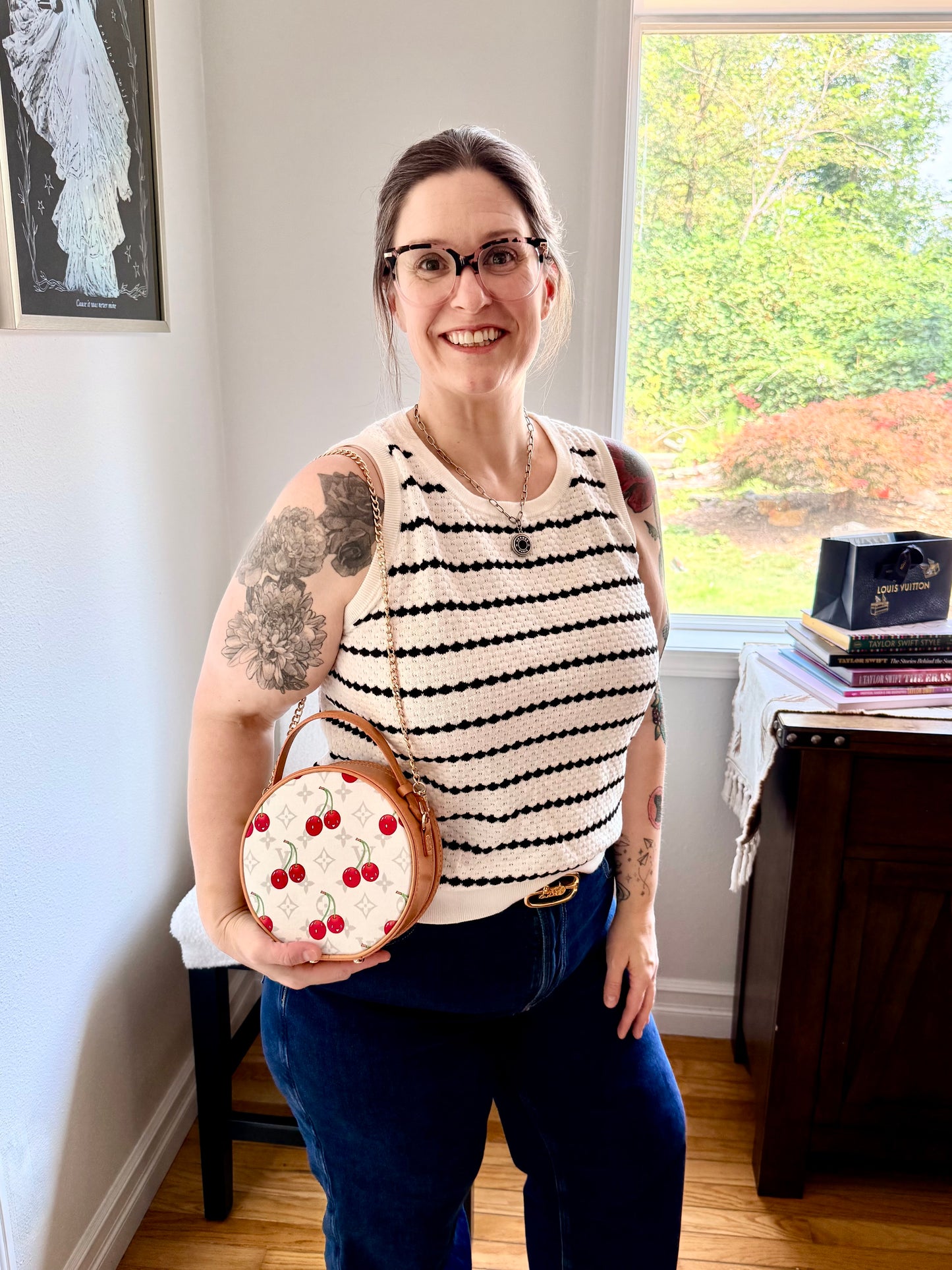 The MOON & SATURN Handbag || Handmade Upcycled Cherry Circle Crossbody Purse