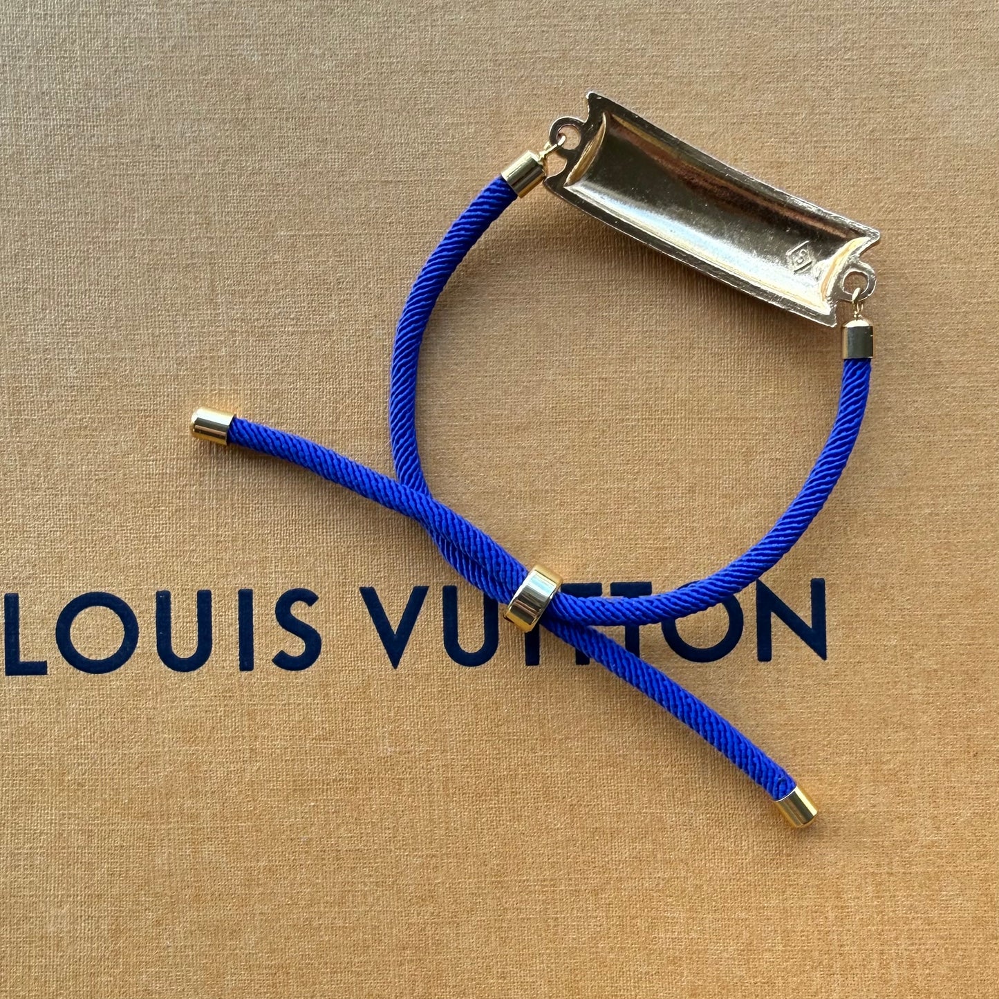 Upcycled Authentic Vintage 70’s Gucci Blue & Orange Enameled Logo Bracelet