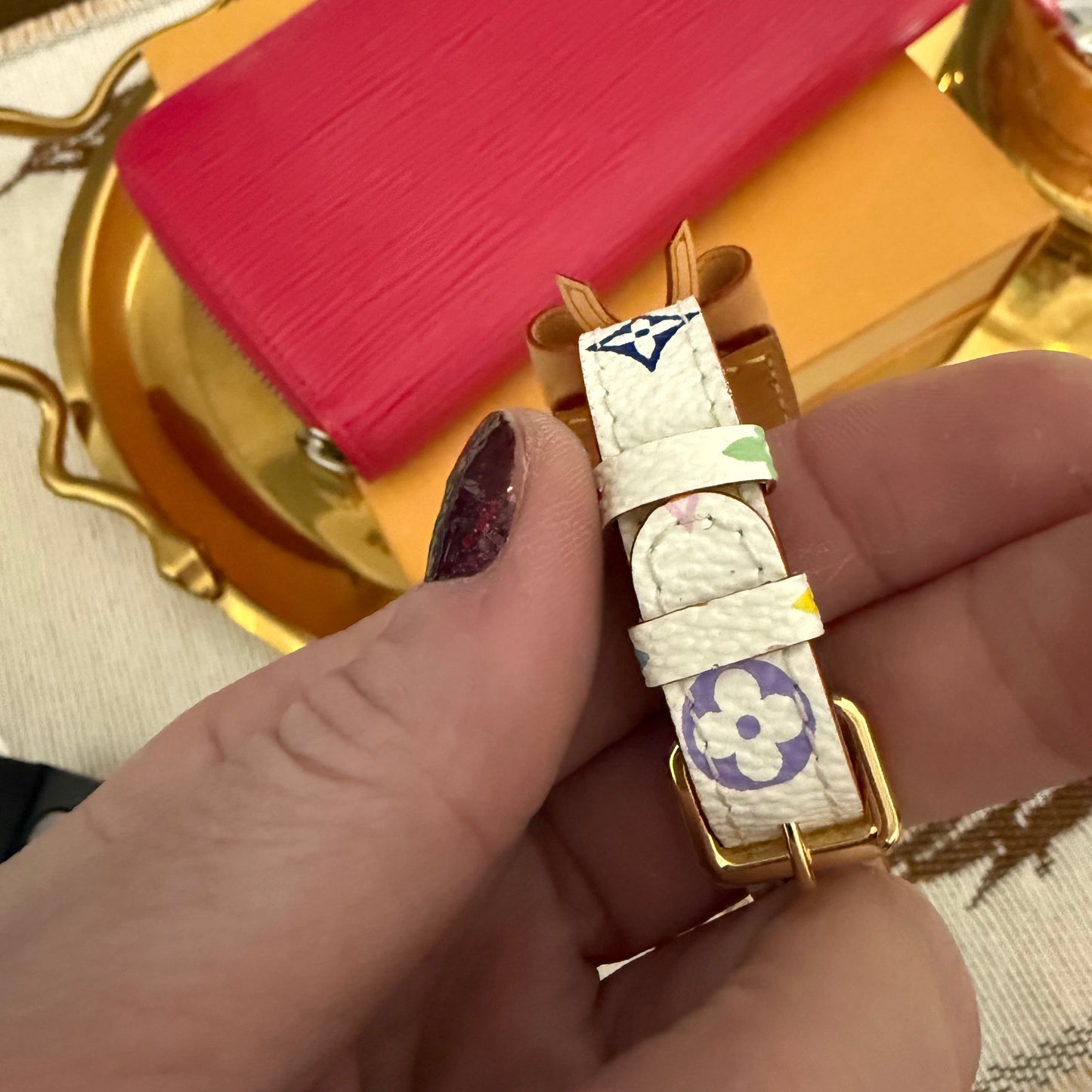 Authentic Preloved Y2K LV x Murakami White Multi Bow ID Bracelet