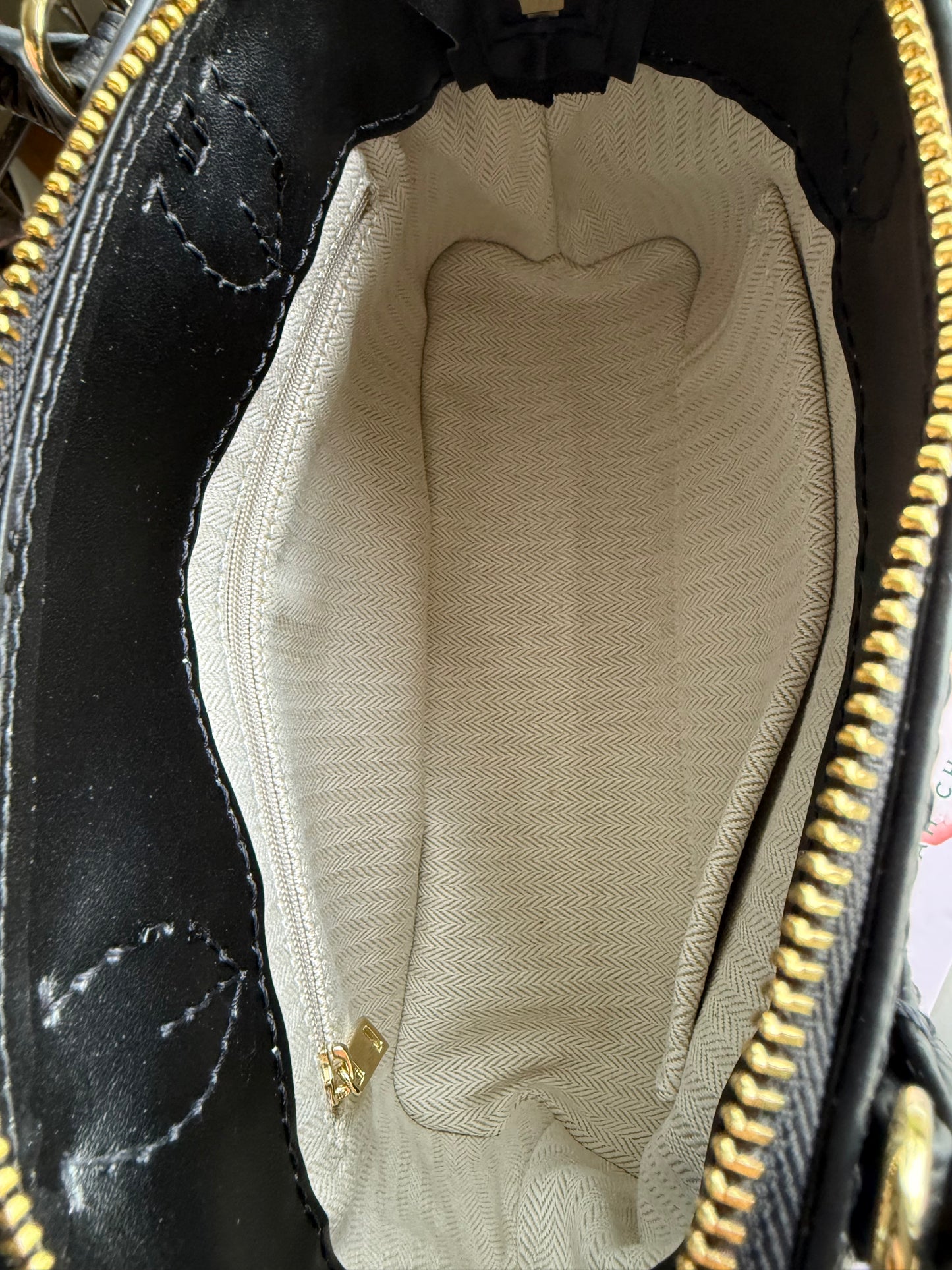 { BETTY } Handmade mono + black leather dome satchel crossbody