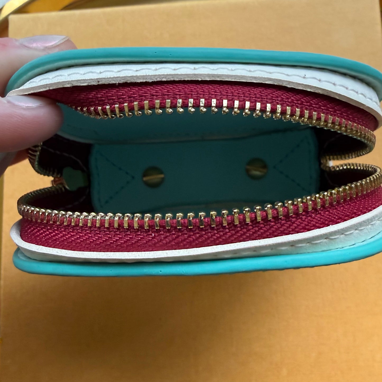 { MEOW } Handmade Leather + DA Canvas Zippy Bag Charm (Teal)