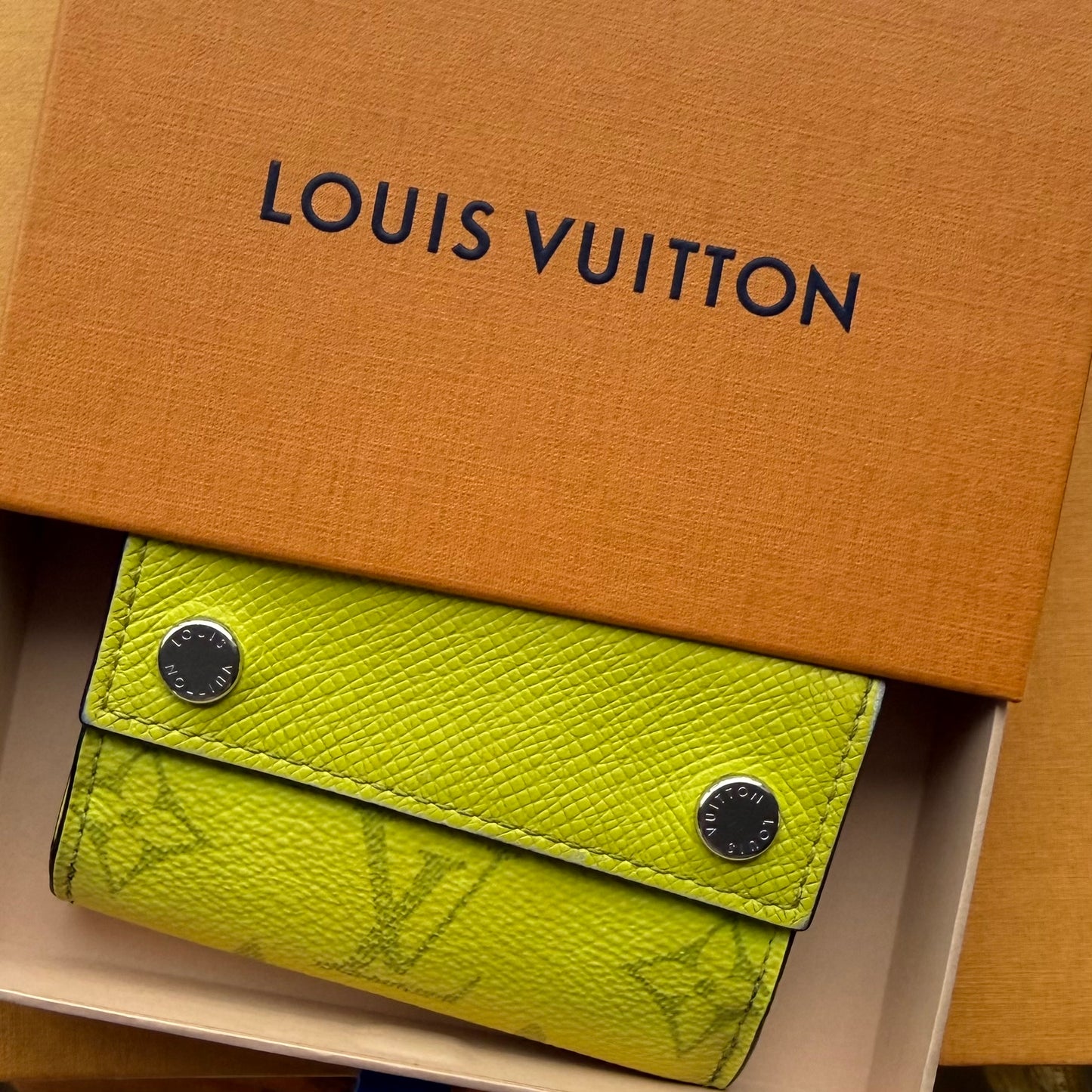 Authentic Preloved LV Discovery Compact Wallet in Monogram Bahia Taiga Yellow