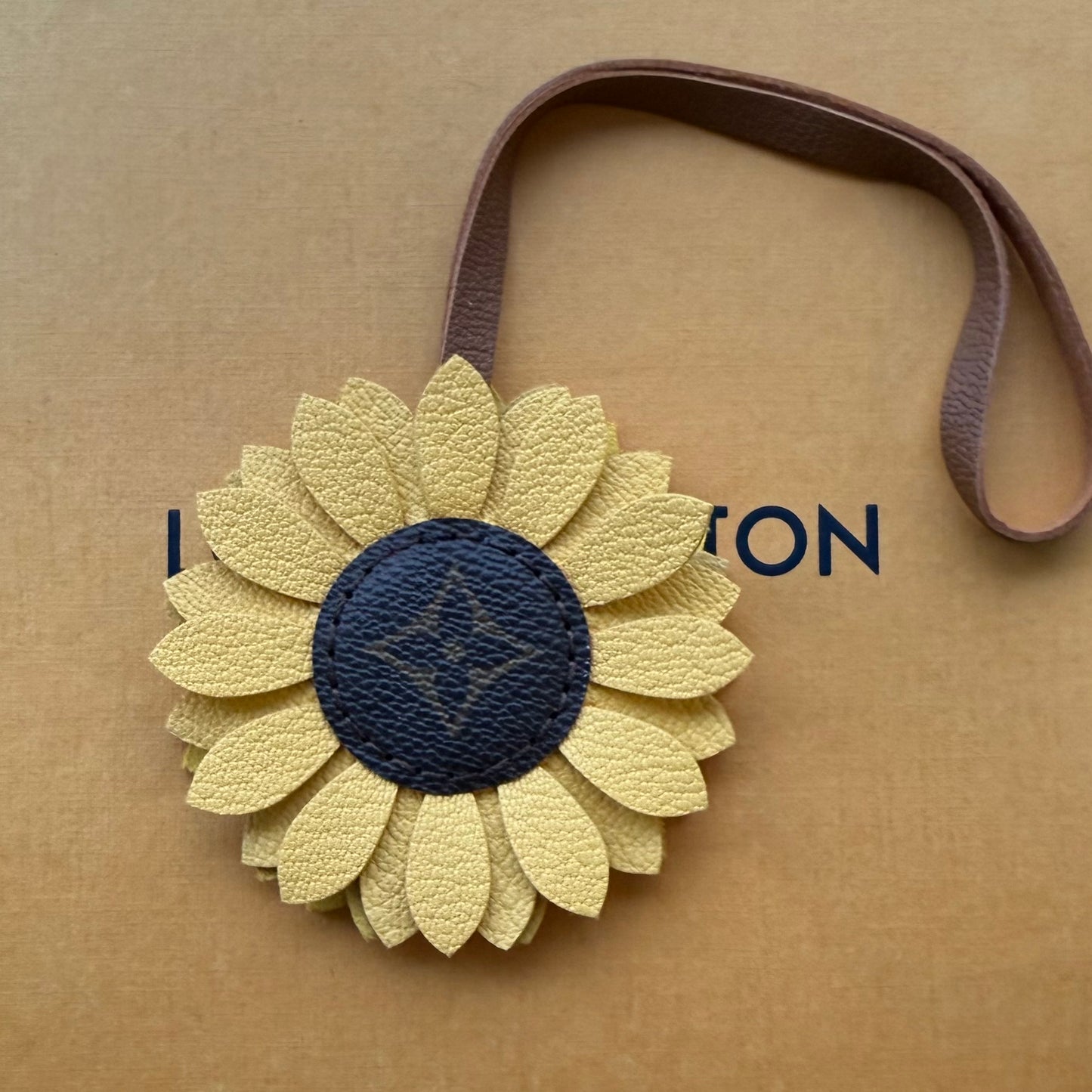 { SUNSHINE } Handmade Leather + Mono Sunflower Bag Charm *PREORDER*