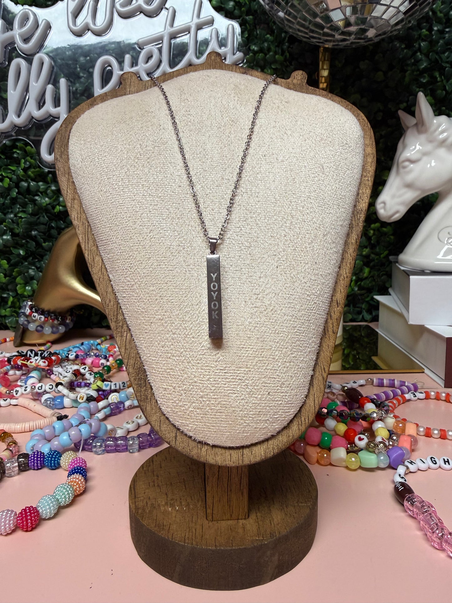 YOYOK Stainless Steel Bar Necklace