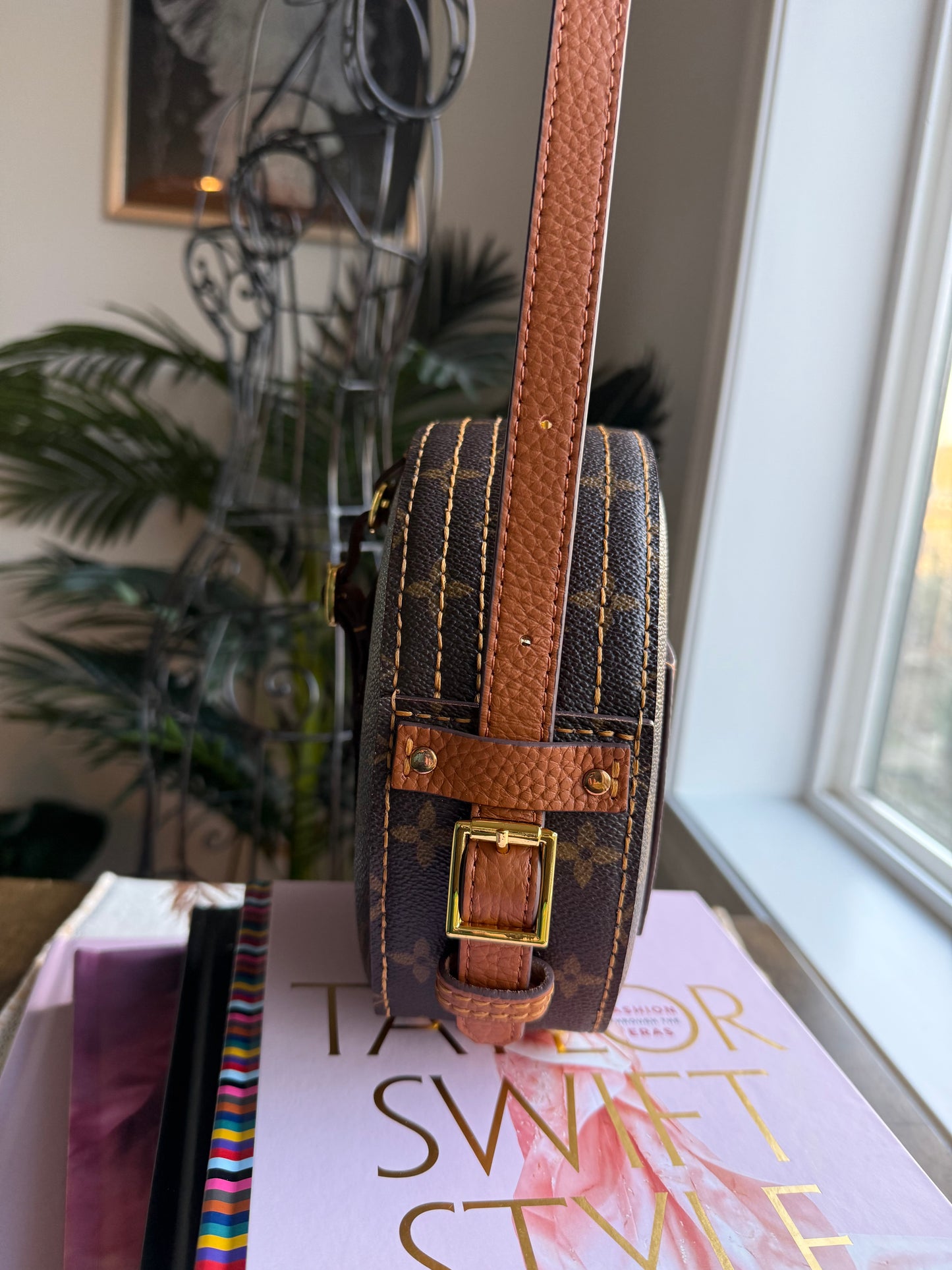 The STYLE Bag || Handmade Luxury Leather and Mono Hatbox Statement Unique Circle Bag