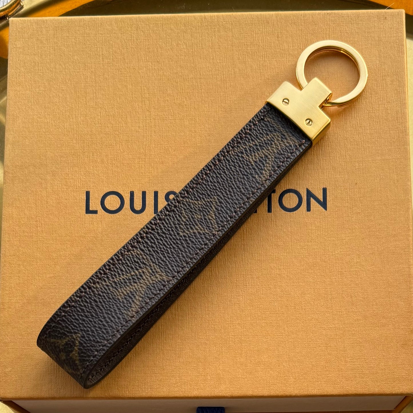 Handmade Brown LOGO Mono Wristlet