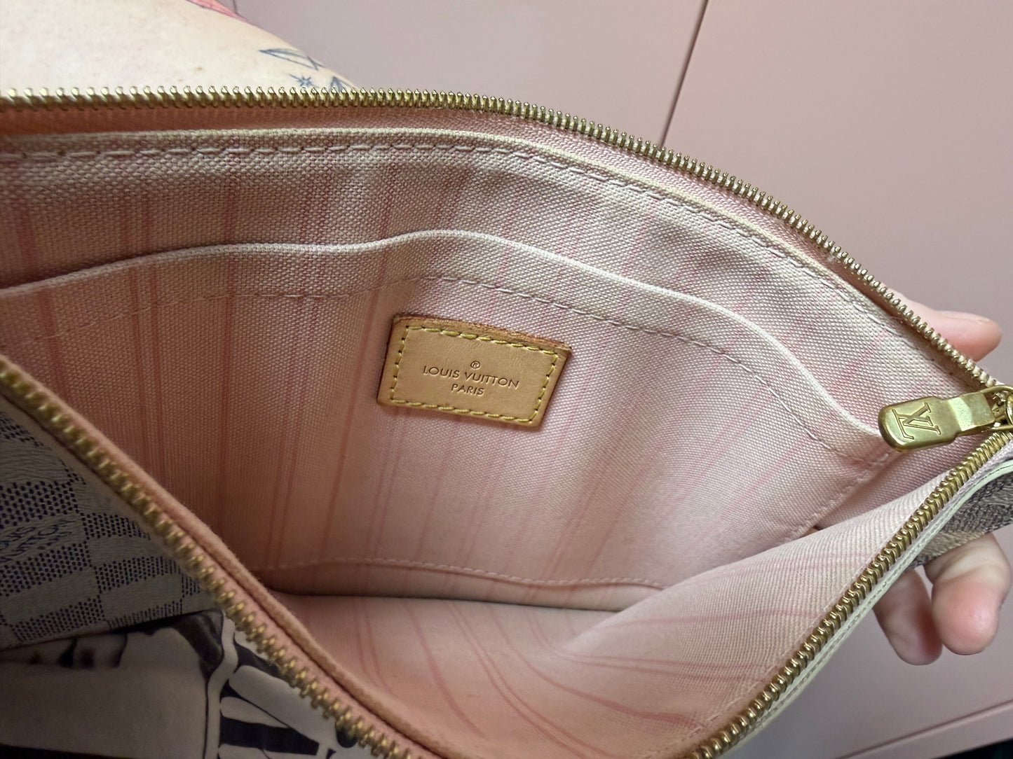 Authentic Preloved 2020 LV Damier Azure Neverfull Pouch