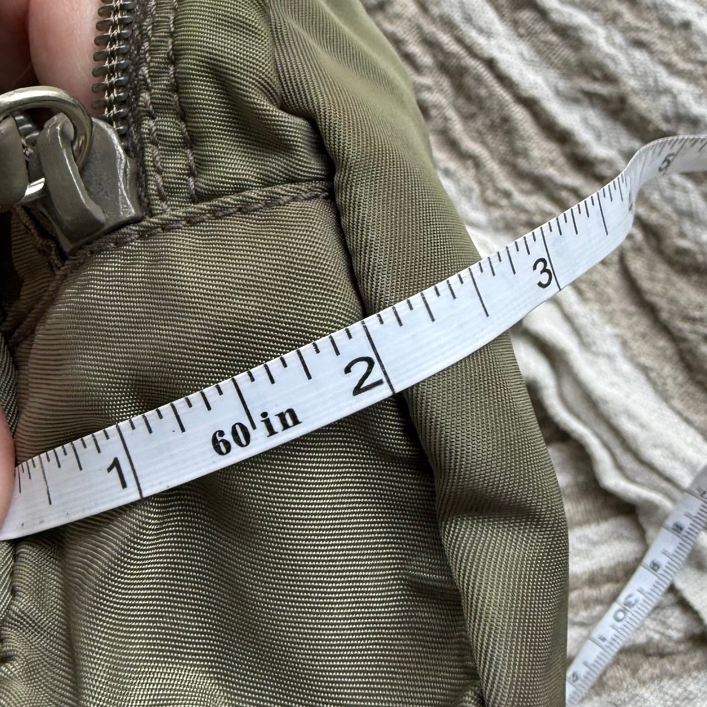 Luxury Authentic Preloved Vintage P R A D A Cosmetics Bag in Military Green
