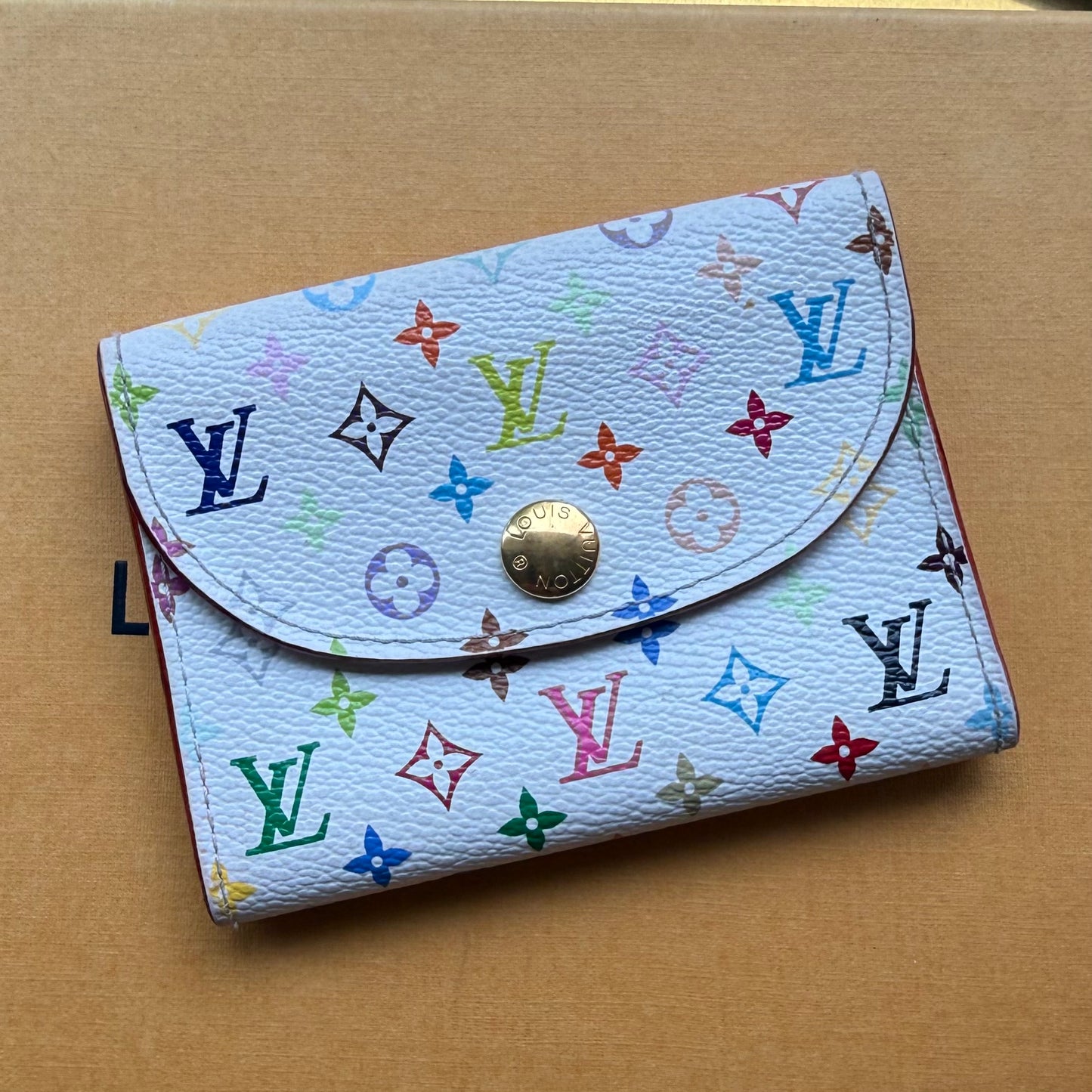 Authentic Preloved Vintage LV x Murakami White Multicolore Rosalie Wallet