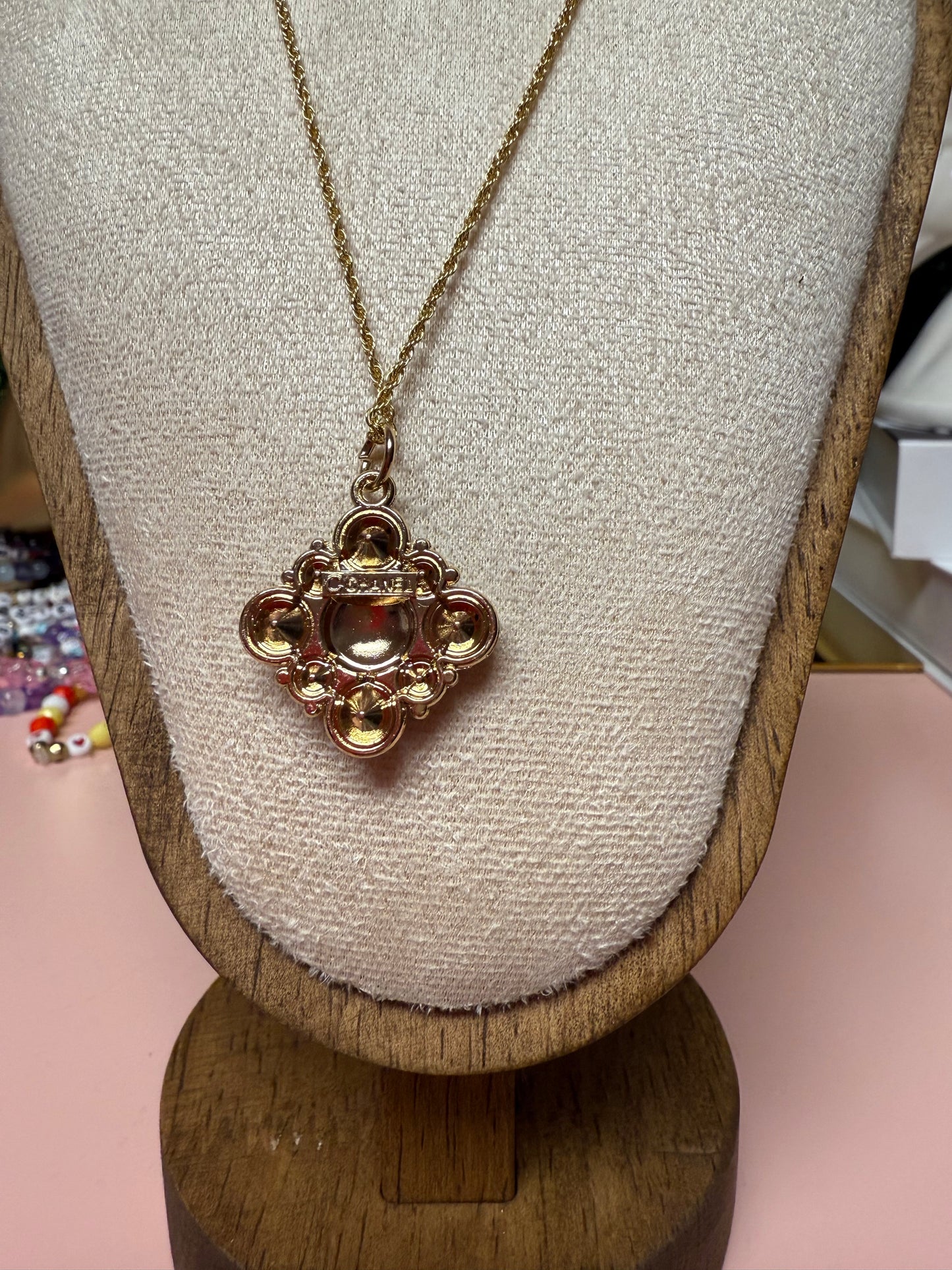 IVY Vintage Upcycled Lux CC Charm Necklace in Green