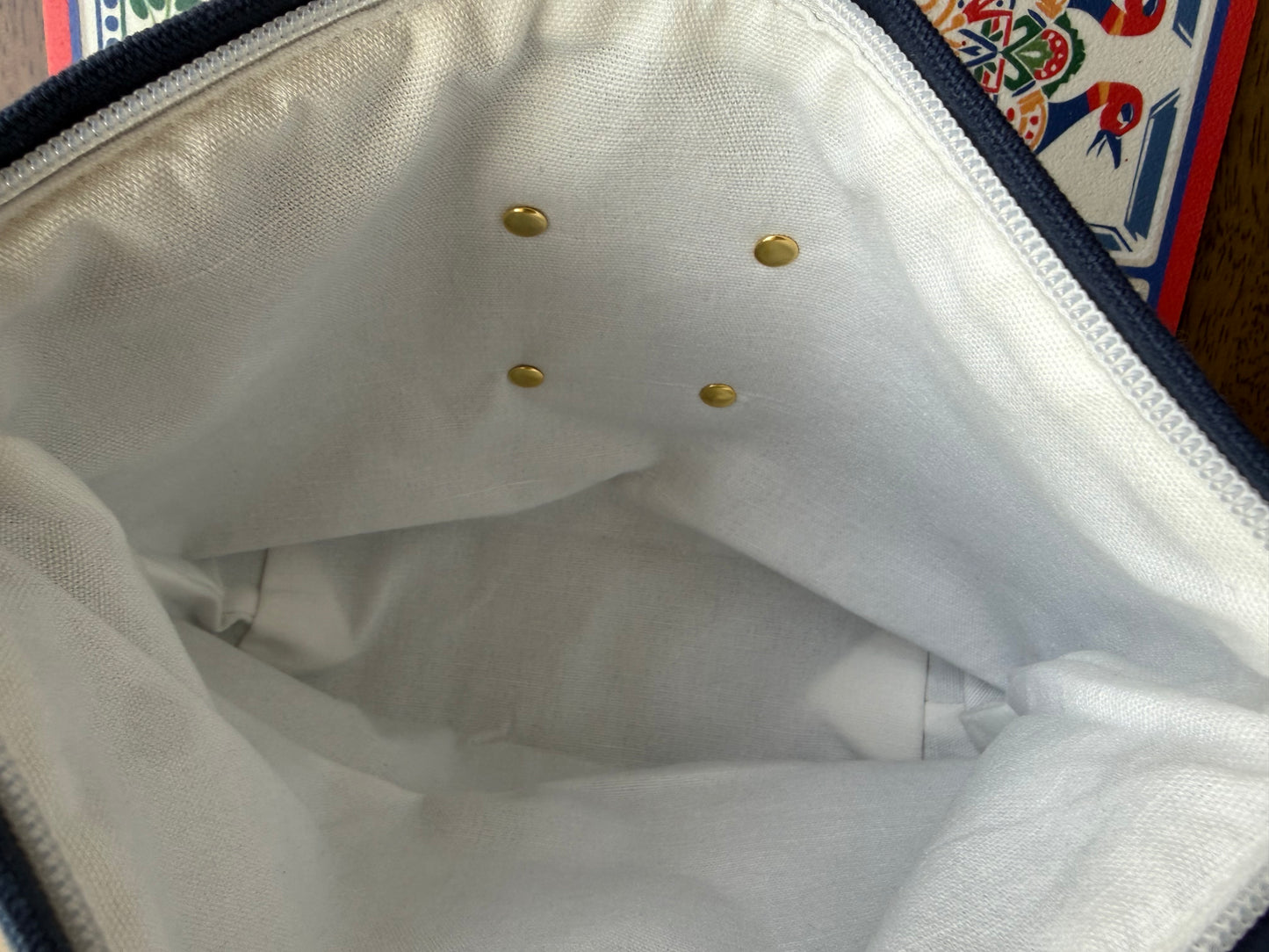 Navy Canvas Cosmetics Bag - Upcycled Mono Hot Pink Tag