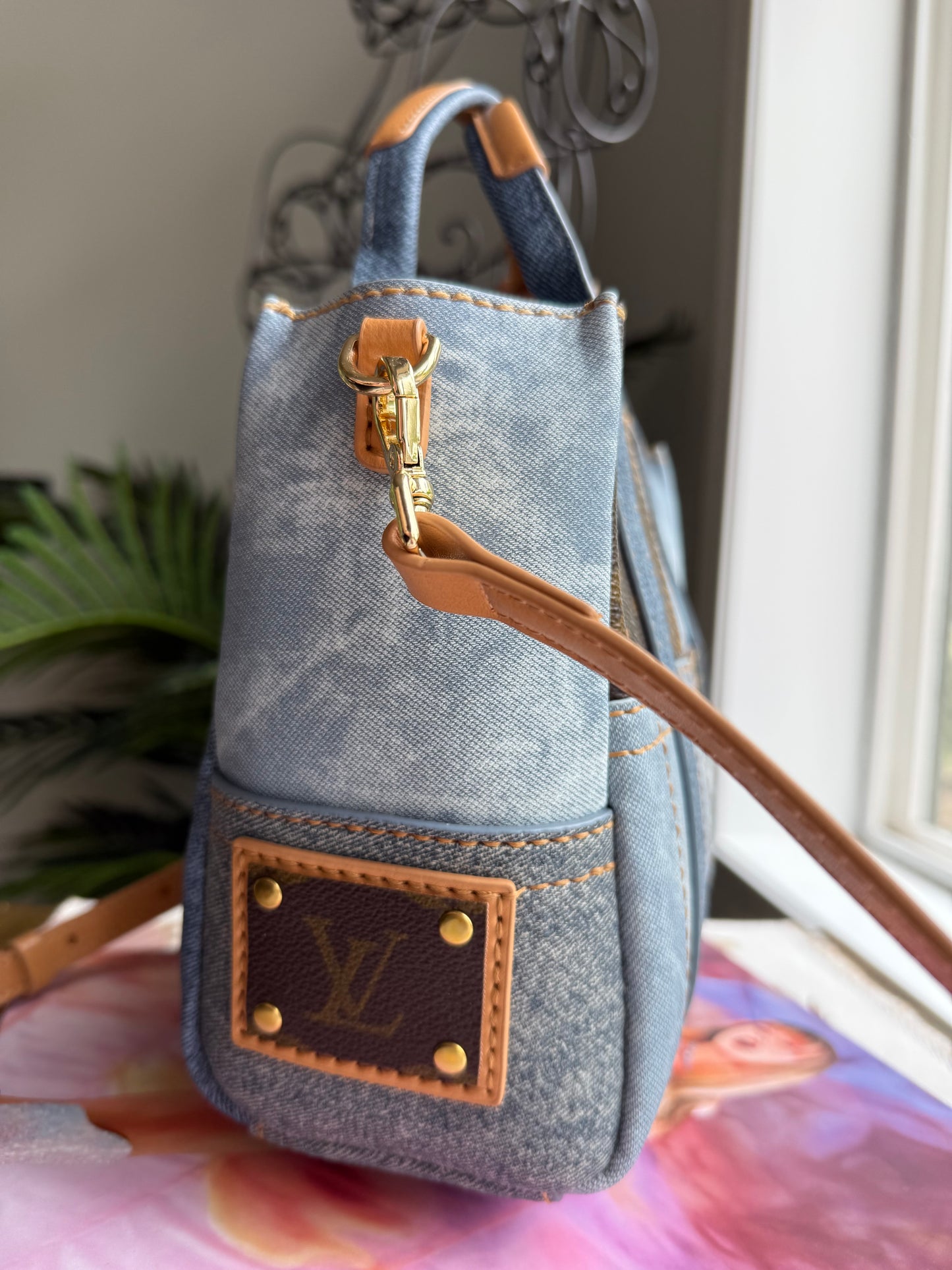 THE ARCHER - Handmade Upcycled Mono & Denim Tote Bag