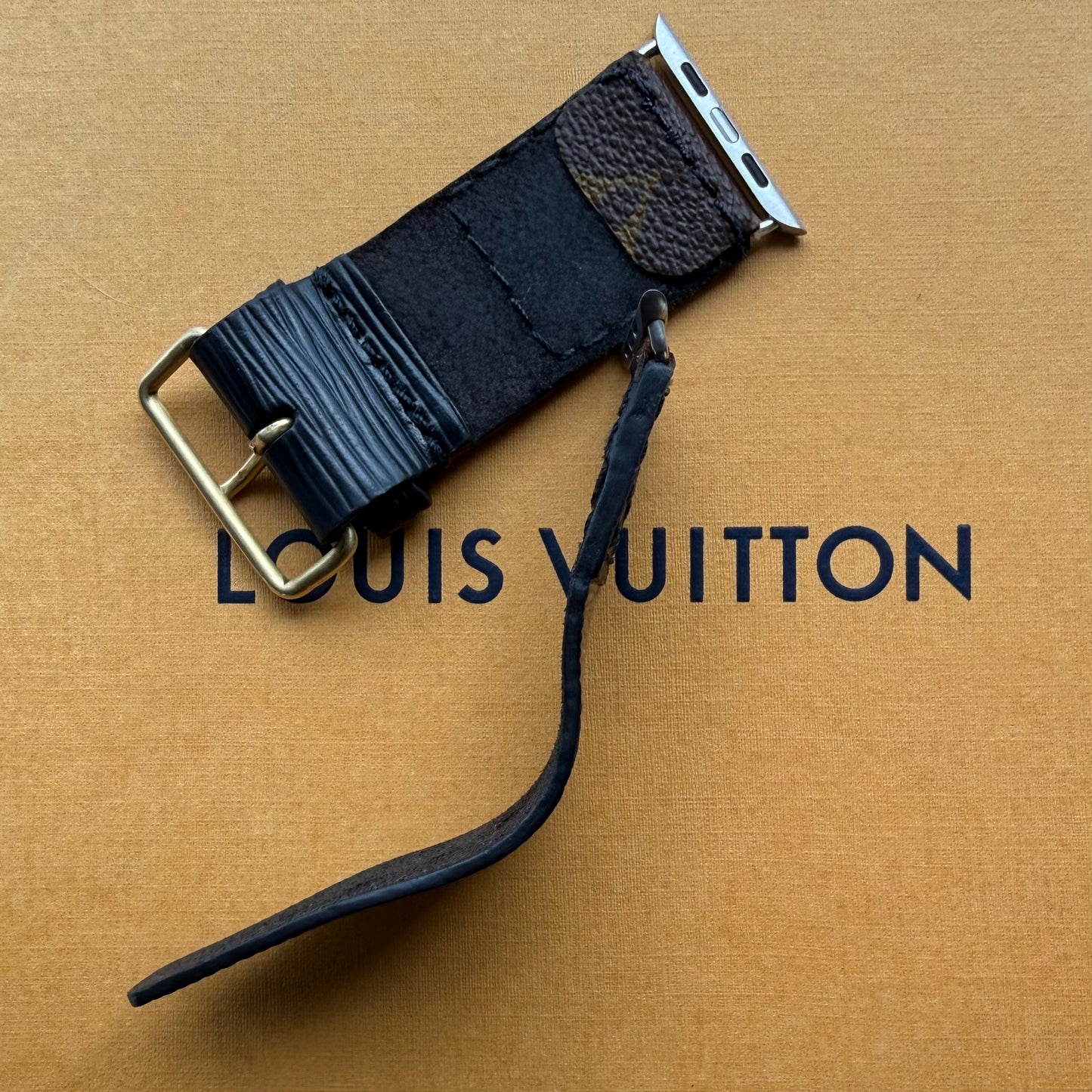 Handmade Upcycled Mono + Black Epi Leather Smart Watch Band