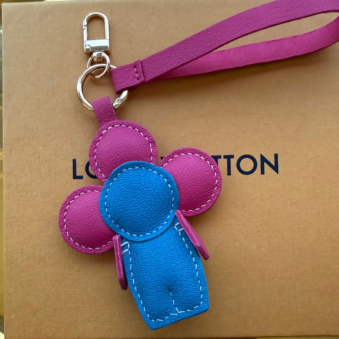 Sunny Doll Bag Charm - Hot Pink/Neon Blue Leather