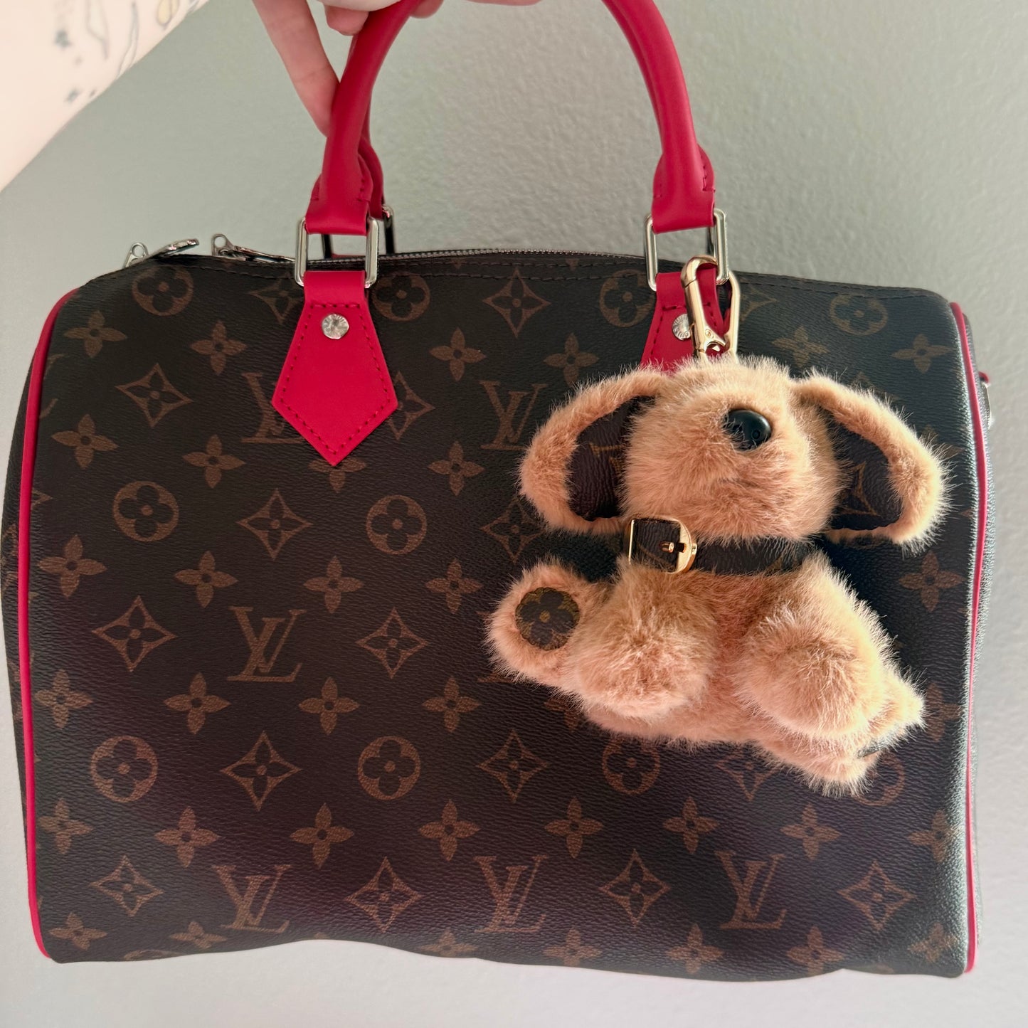 FLUFFY Handmade Upcycled LV Plush Dog Charm