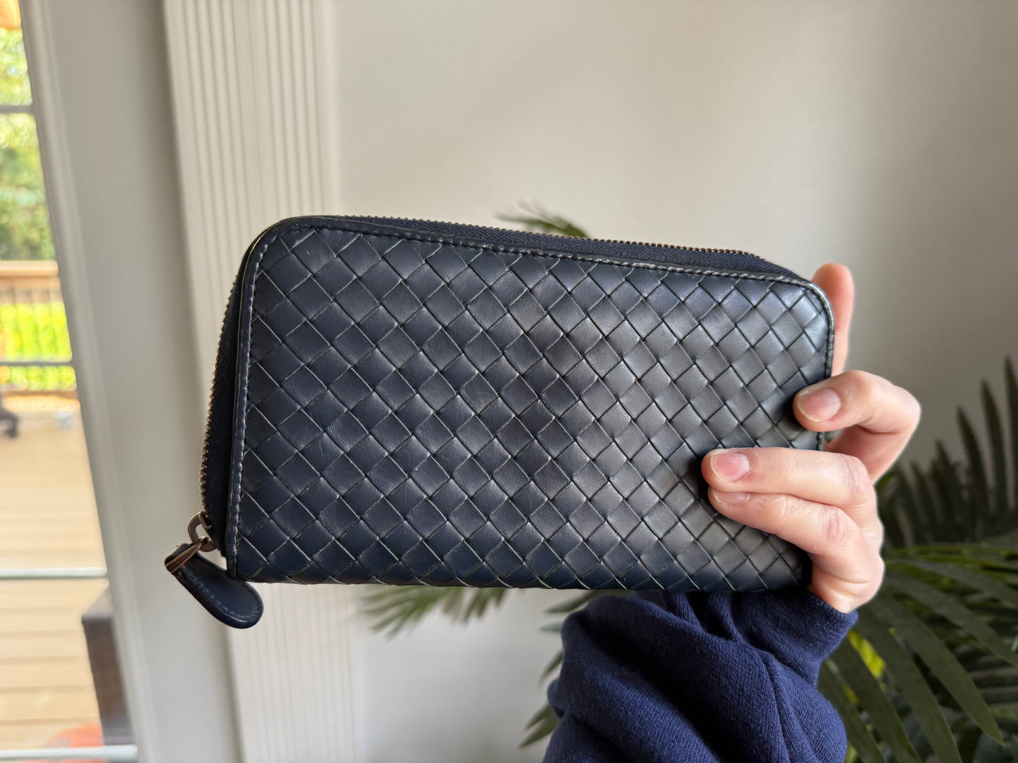 Authentic Preloved Navy Bottega Veneta Long Wallet
