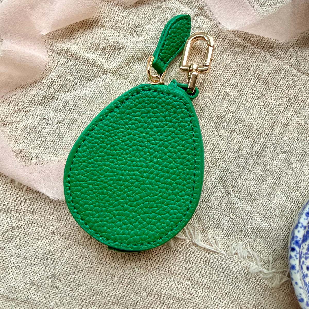 Zippy Avocado Handmade Upcycled Luxury Bag Charm