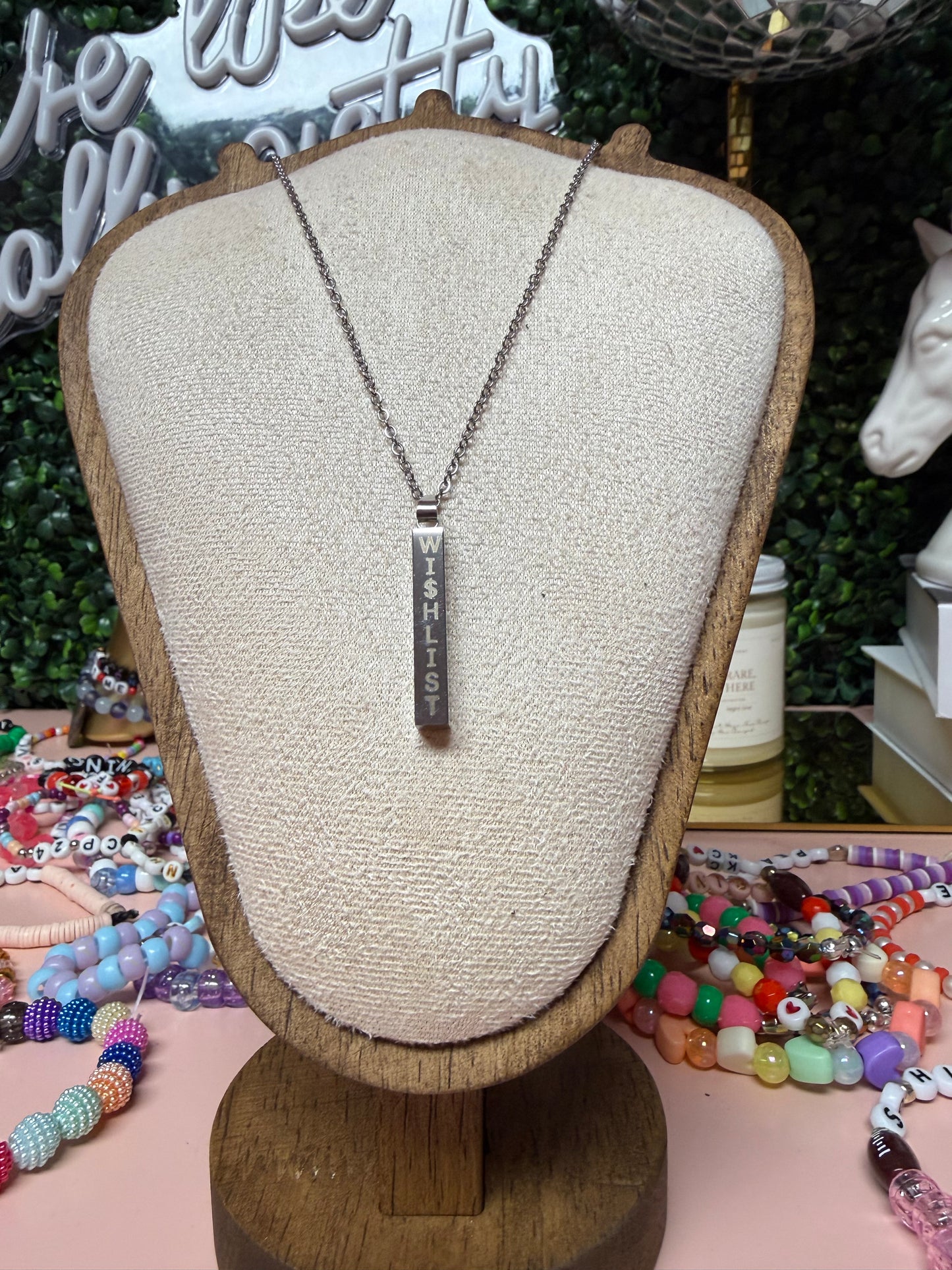 WISH LIST Stainless Steel Bar Necklace