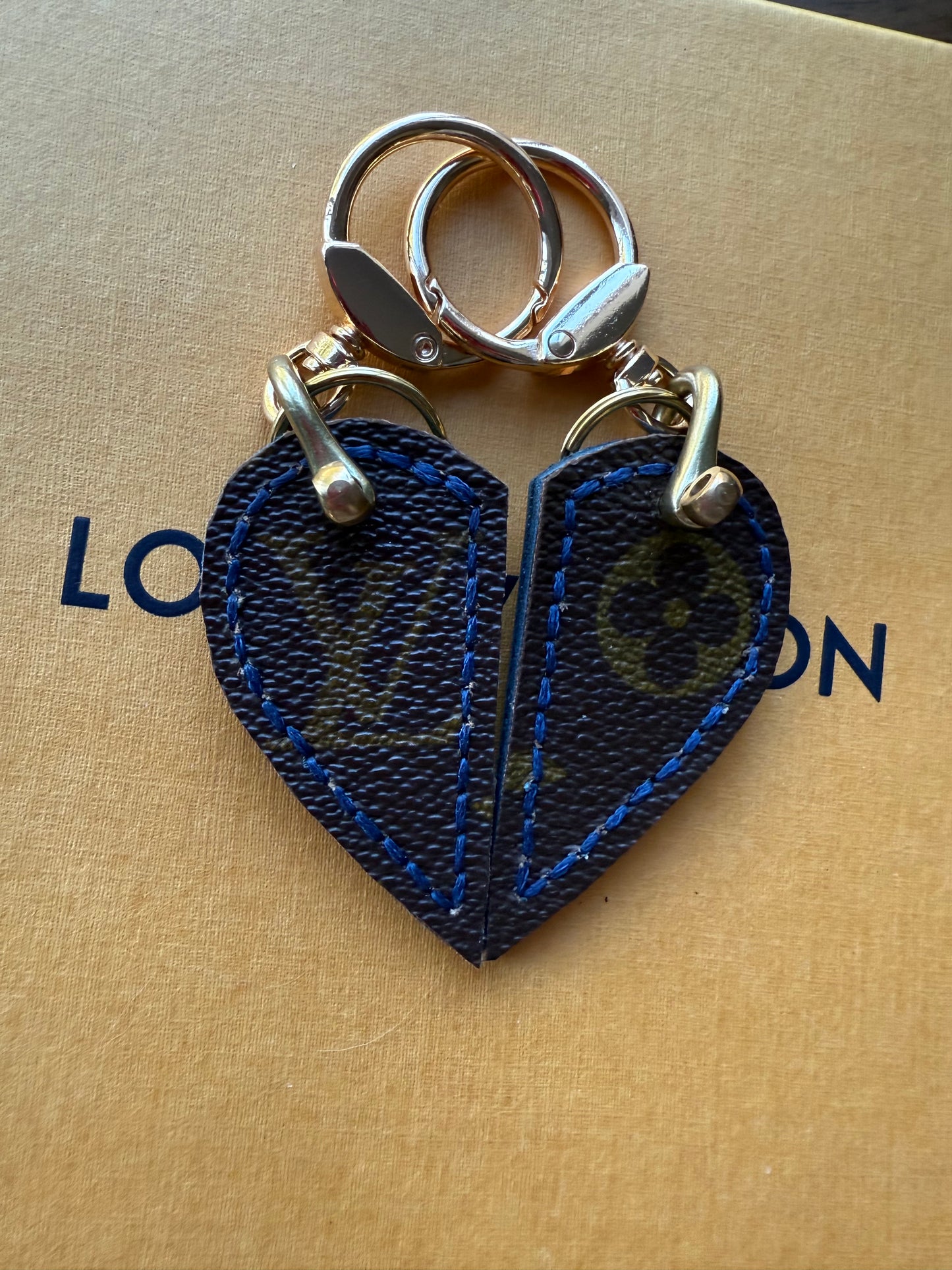 DORTHEA BFF Leather & Mono Heart Bag Charm set (Navy)