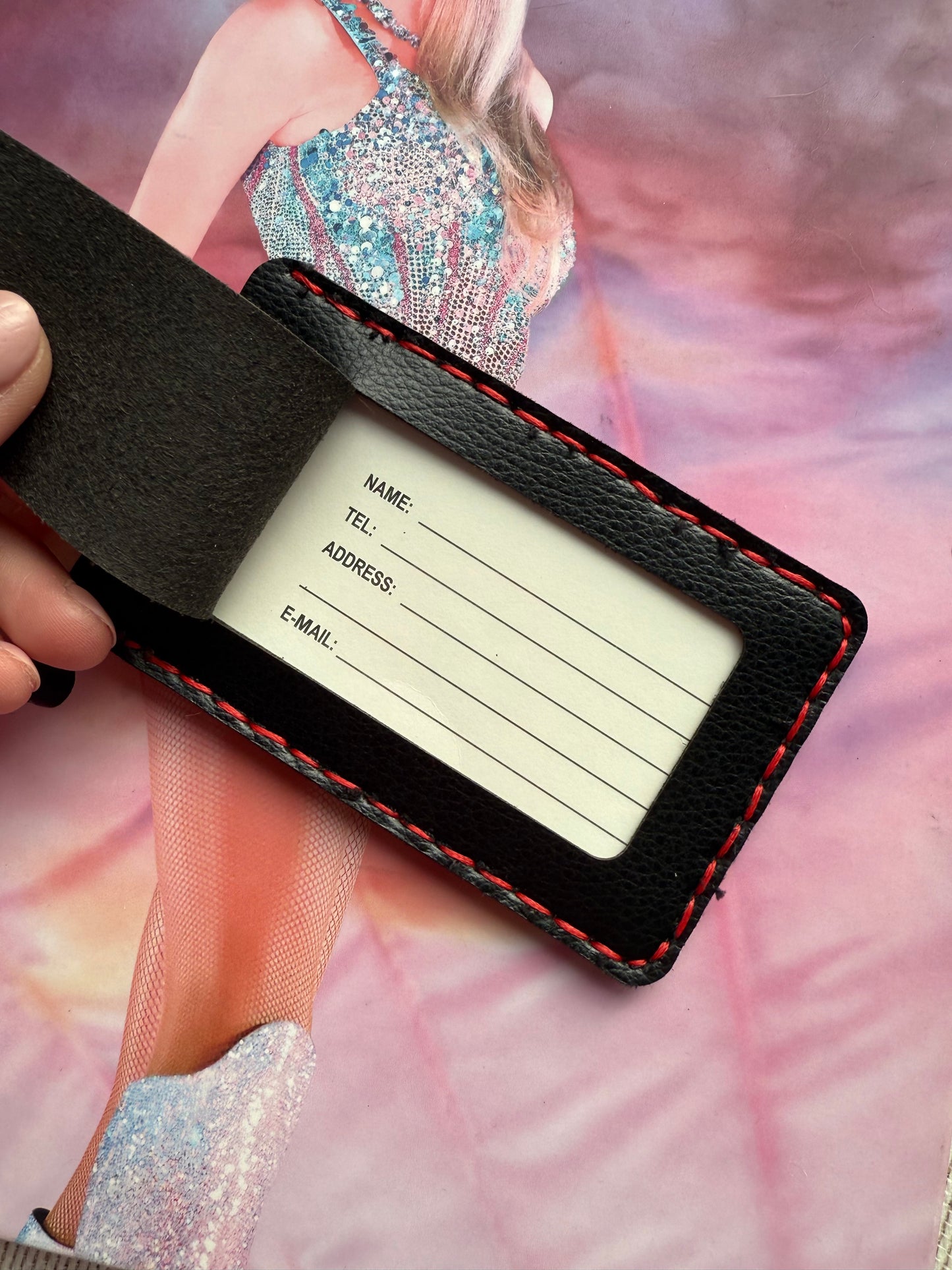 BOLTER Black + Mono Travel Tag {red stitching}
