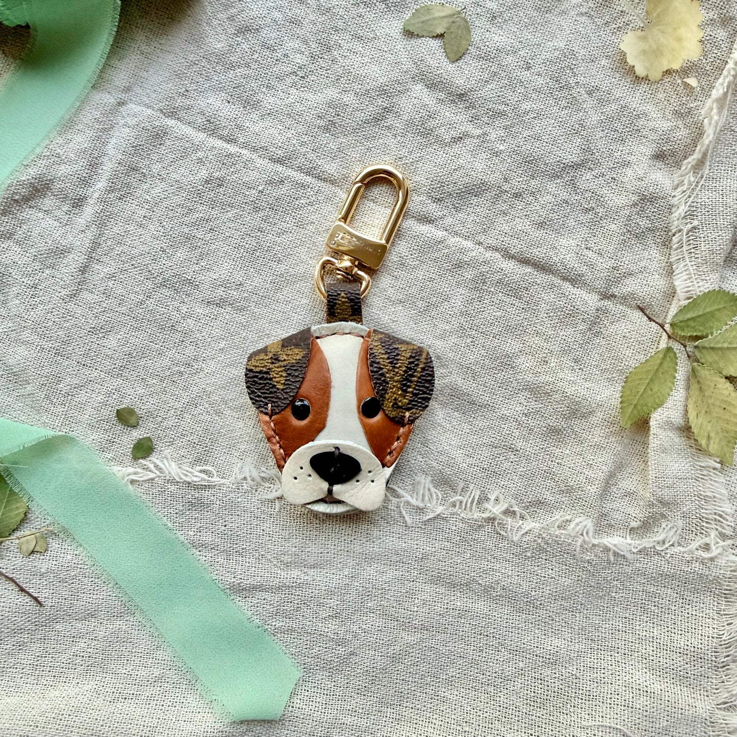 BECKY the Boxer || Handmade Upcycled Luxury Artisan Dog Pet Lover Bag Charm *Different Colors Available*