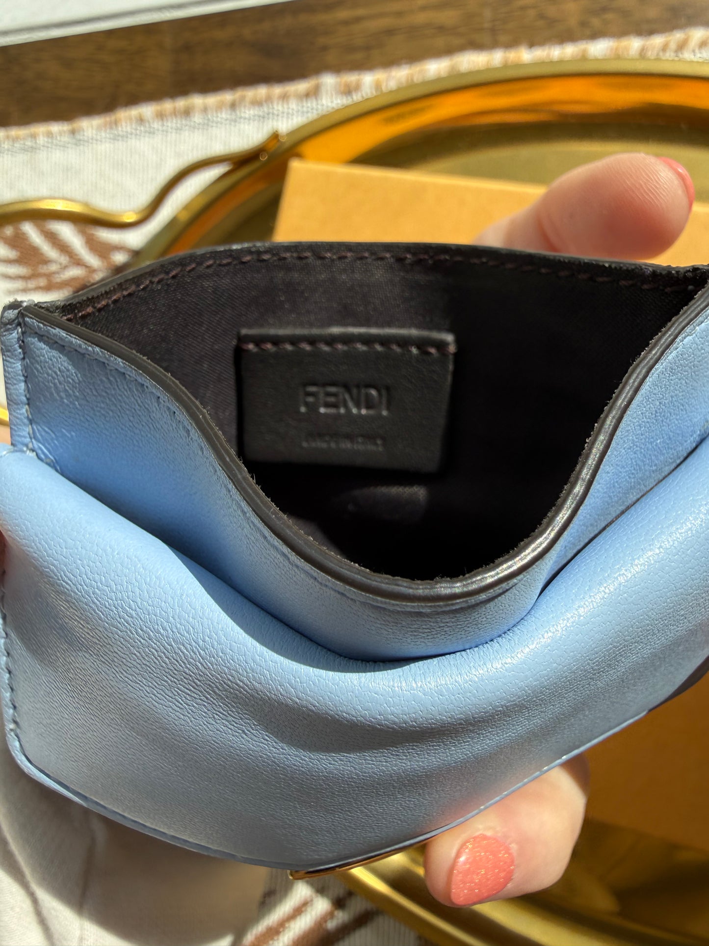 Authentic Preloved Light Blue Fendi Mini Wallet