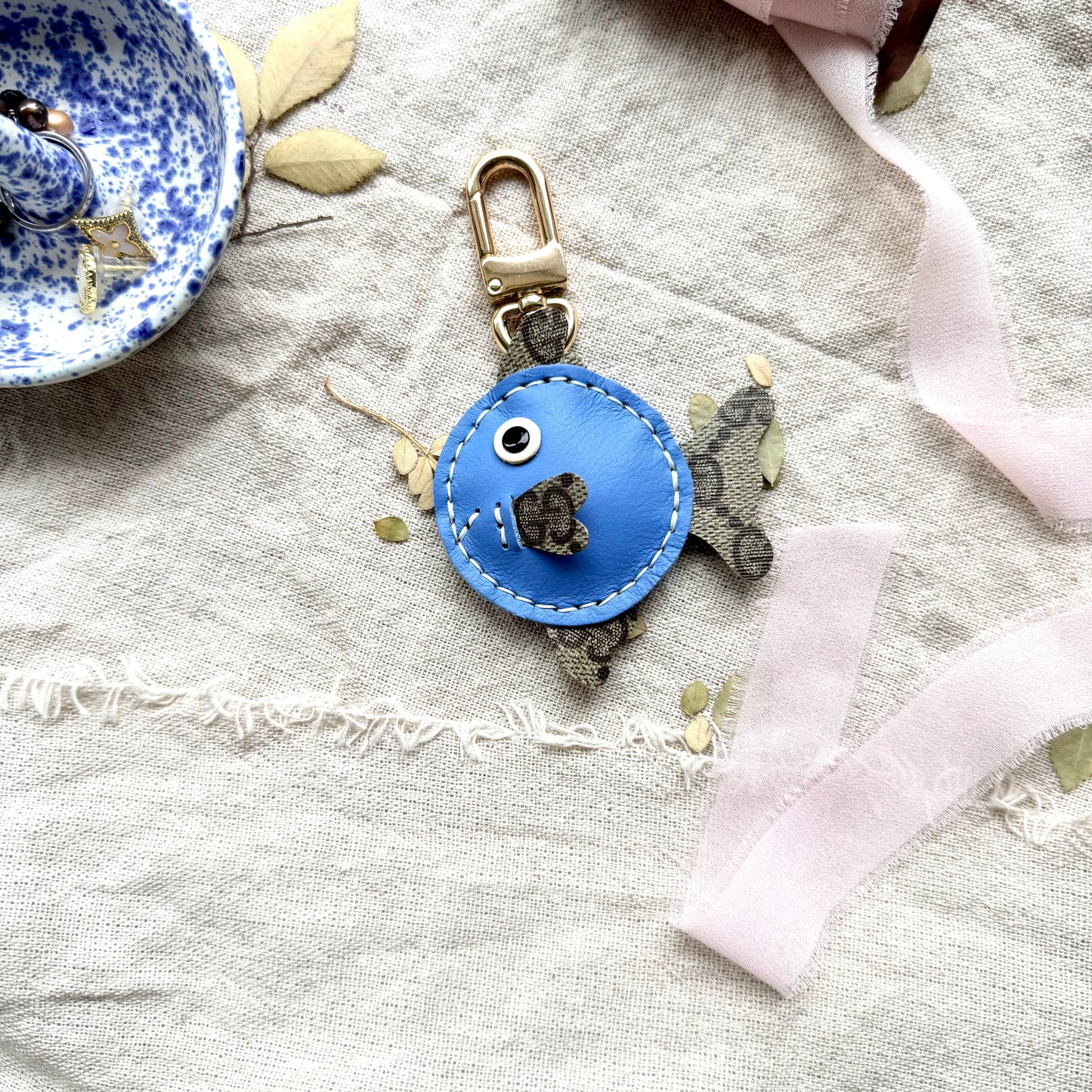 FEARLESS the Fish || Handmade Upcycled Luxury Artisan Ocean Lover Aquarium Bag Charm