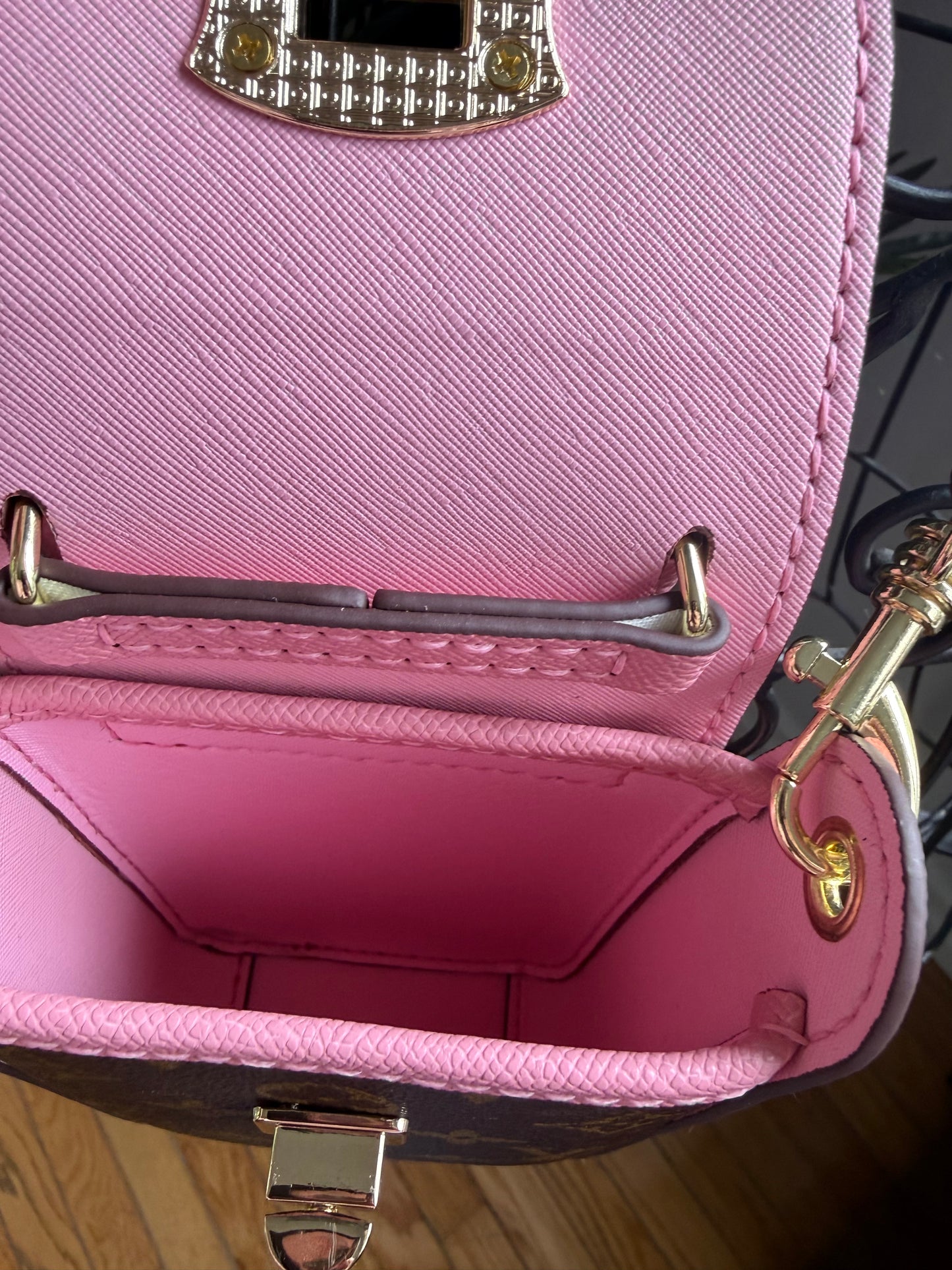 { SIDEKICK } Pink Leather & Mono Handmade Upcycled Mini Bag