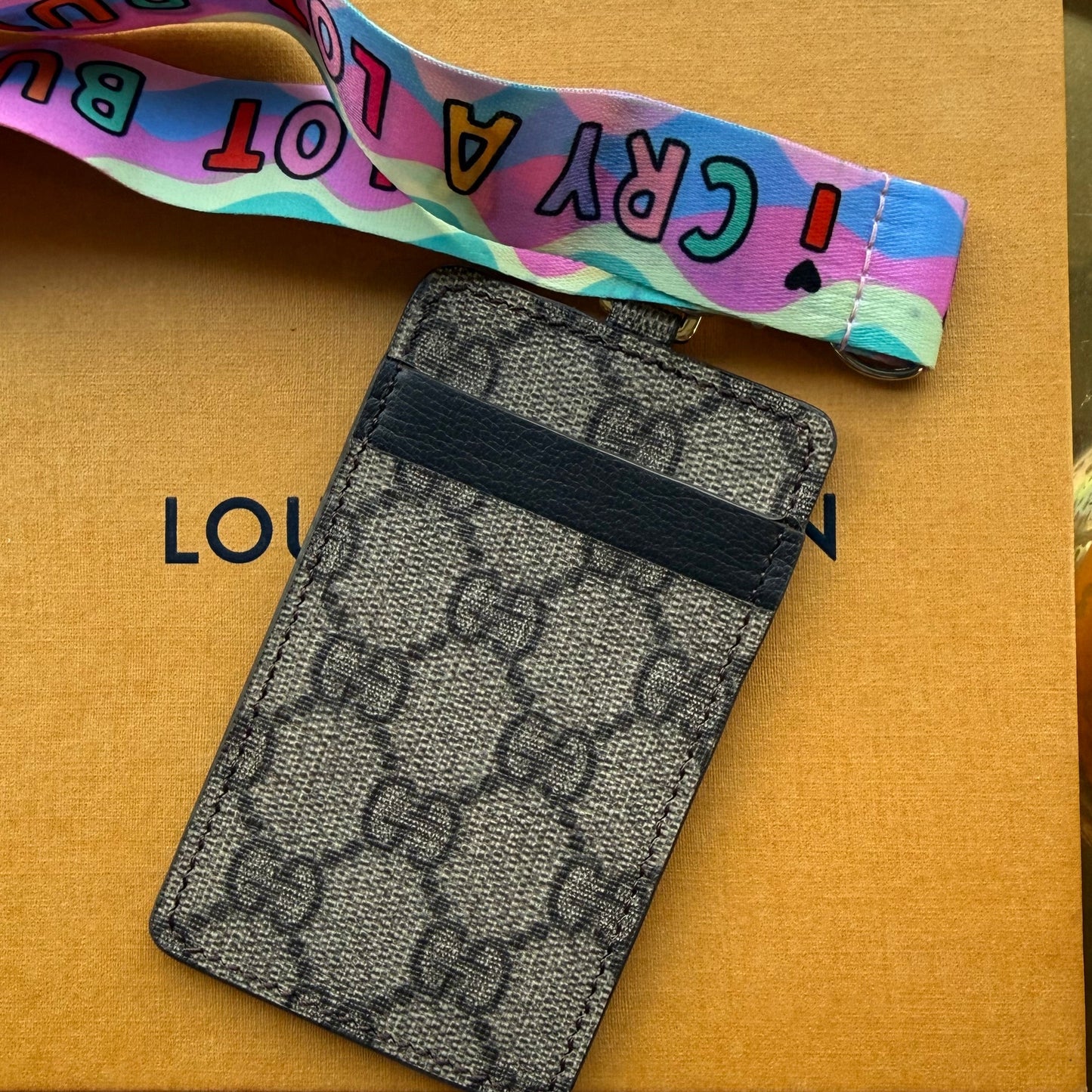 Handmade Upcycled Gucci ID Badge with Lanyard