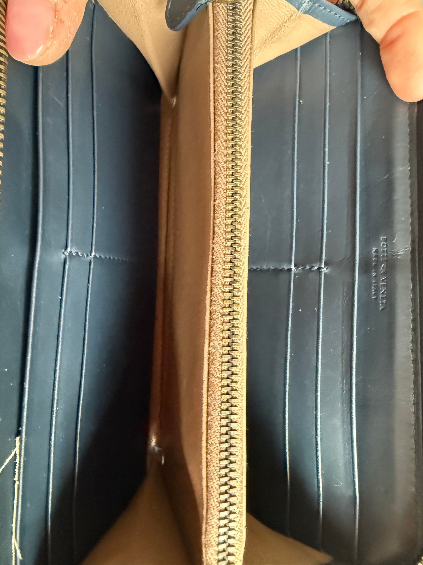 Authentic Preloved Navy Bottega Veneta Long Wallet