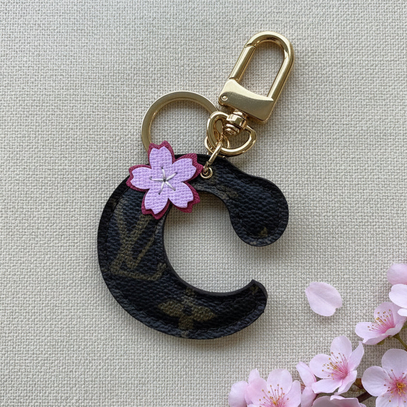 ME! Handcrafted Upcycled Luxury Cherry Blossom Initial Charm (A-Z)