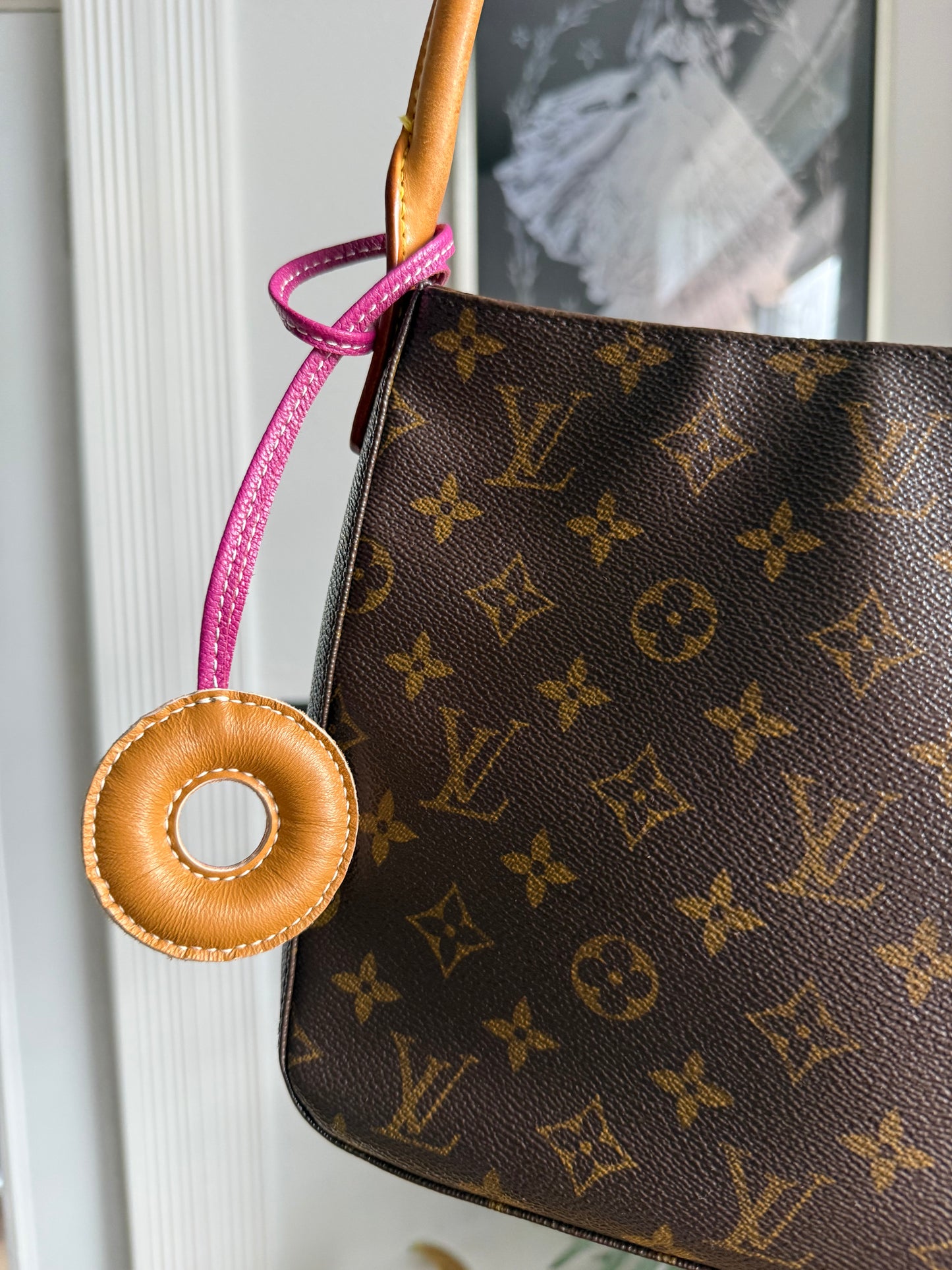 Purple Leather Donut Bag Charm