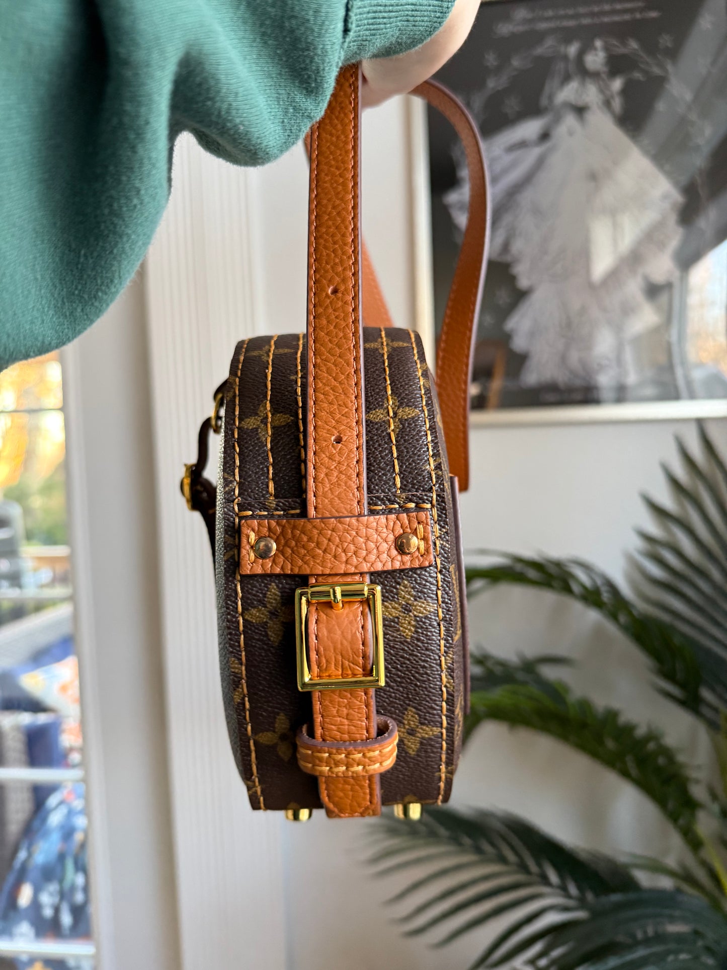 The STYLE Bag || Handmade Luxury Leather and Mono Hatbox Statement Unique Circle Bag