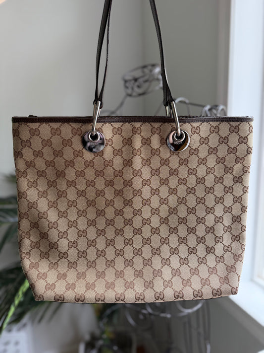 Authentic Preloved Vintage GG Eclipse Zip Top Tote