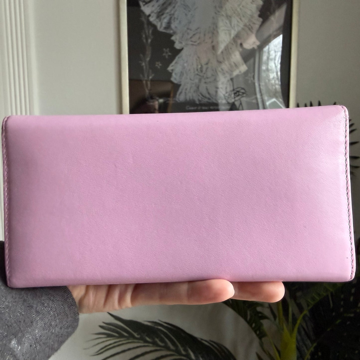 Authentic Preloved Ferragamo Long Wallet on chain - lilac and light pink floral grommet