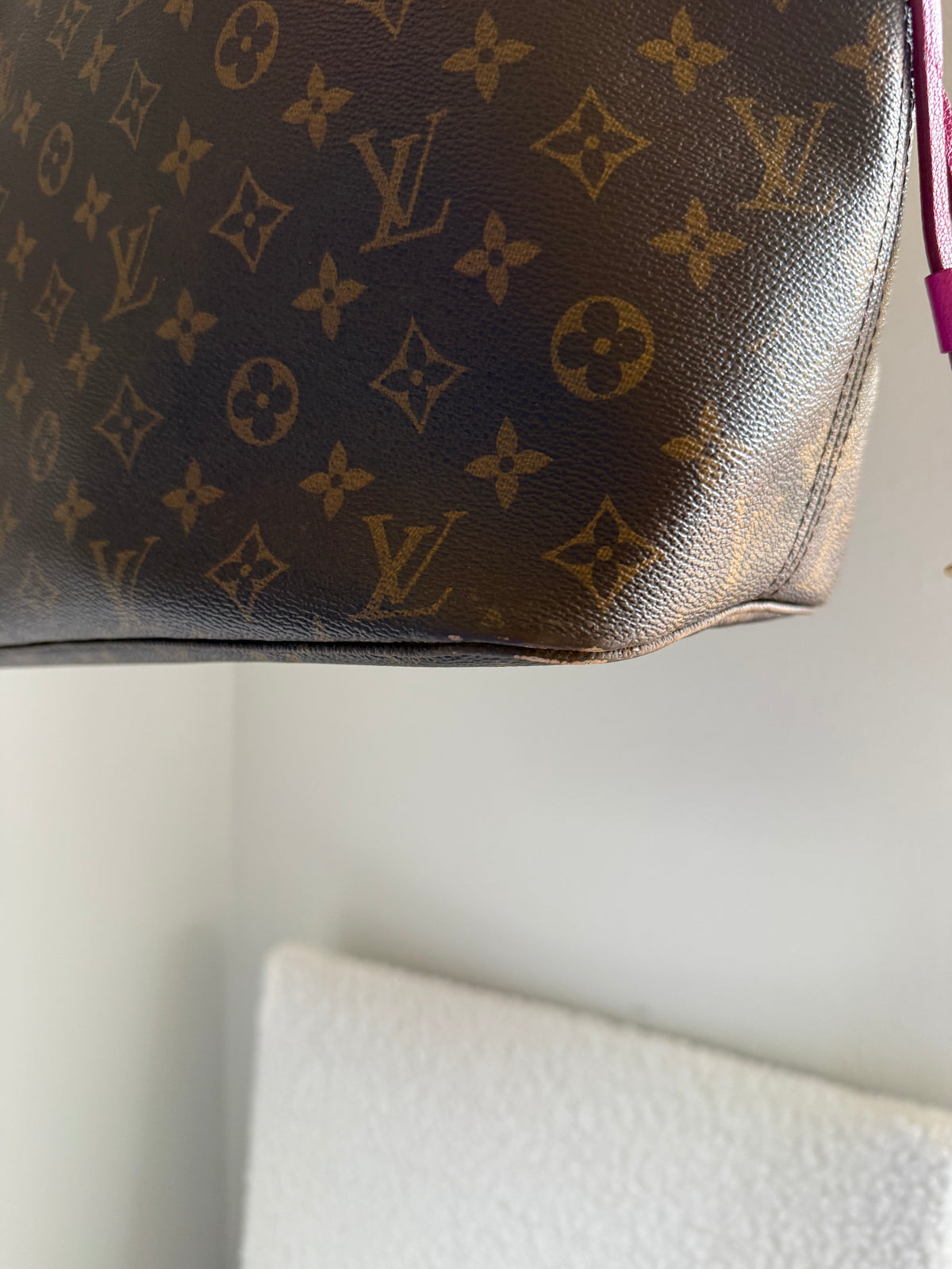 Authentic Preloved Restored Rose Pink Leather LV Neverfull MM