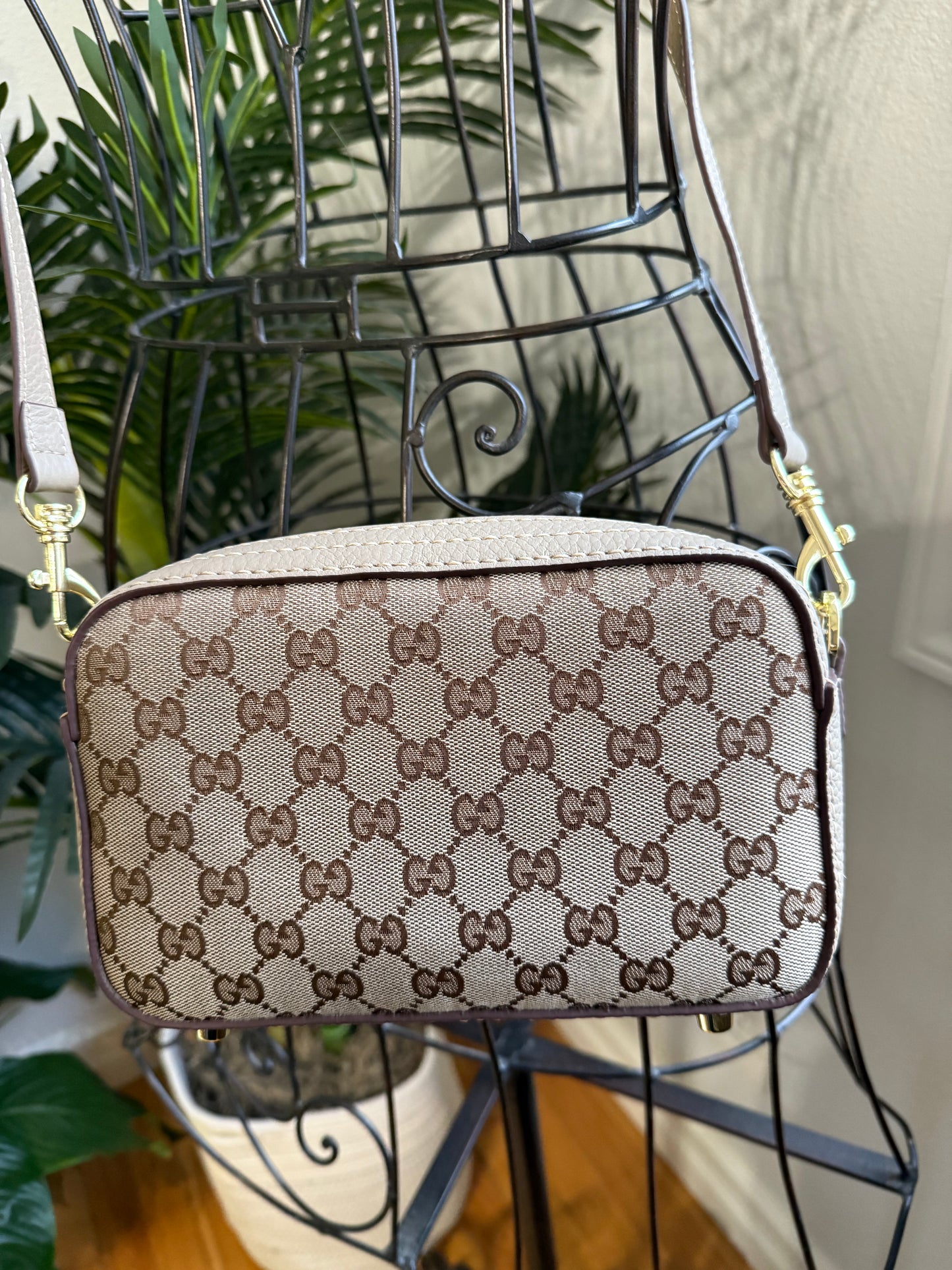 HONEY Handmade GG Fabric and Leather Crossbody Bag