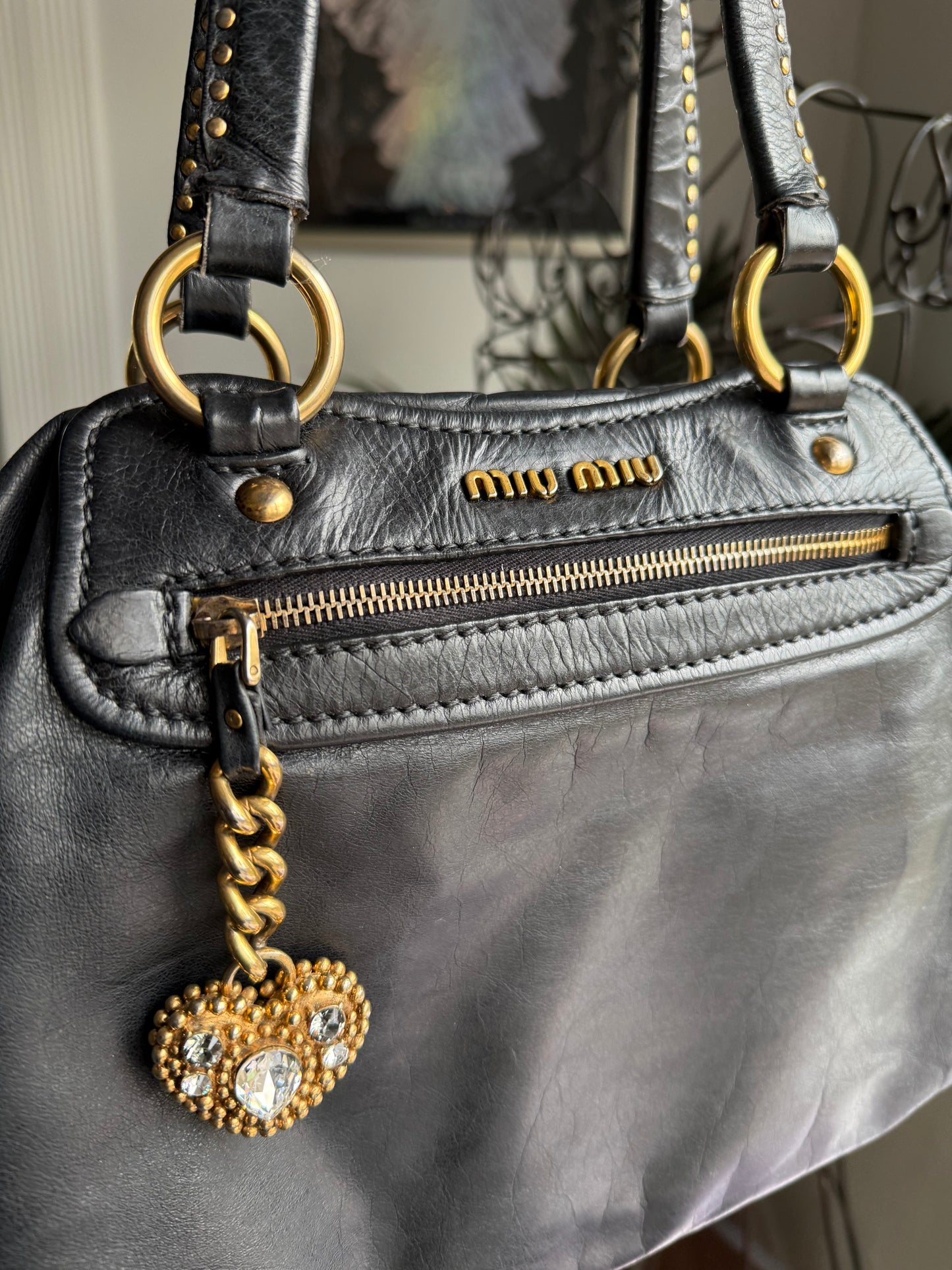 Preloved Authentic Vintage Miu Miu Convertible Tote Vitello Shine Large Black