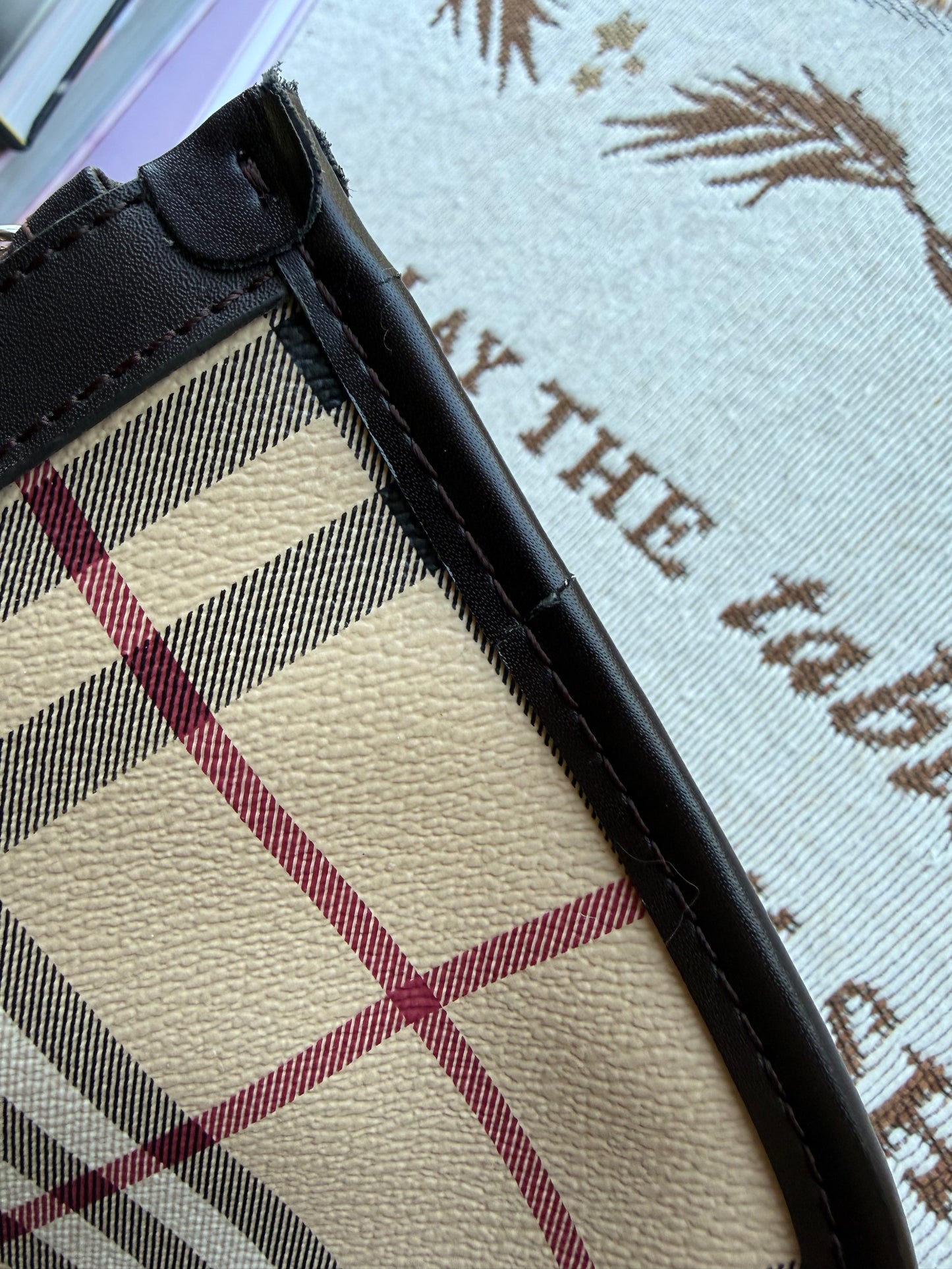 Authentic Preloved Burberry Novacheck Blue Label Pink Nylon Tote with Classic Pouch