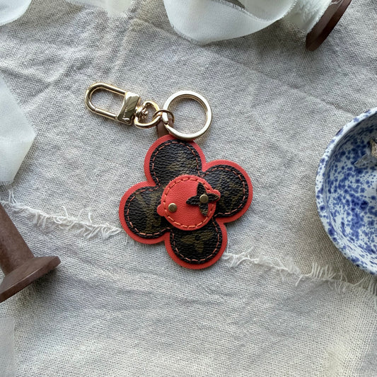Handmade Flower Doll Bag Charm in True Red