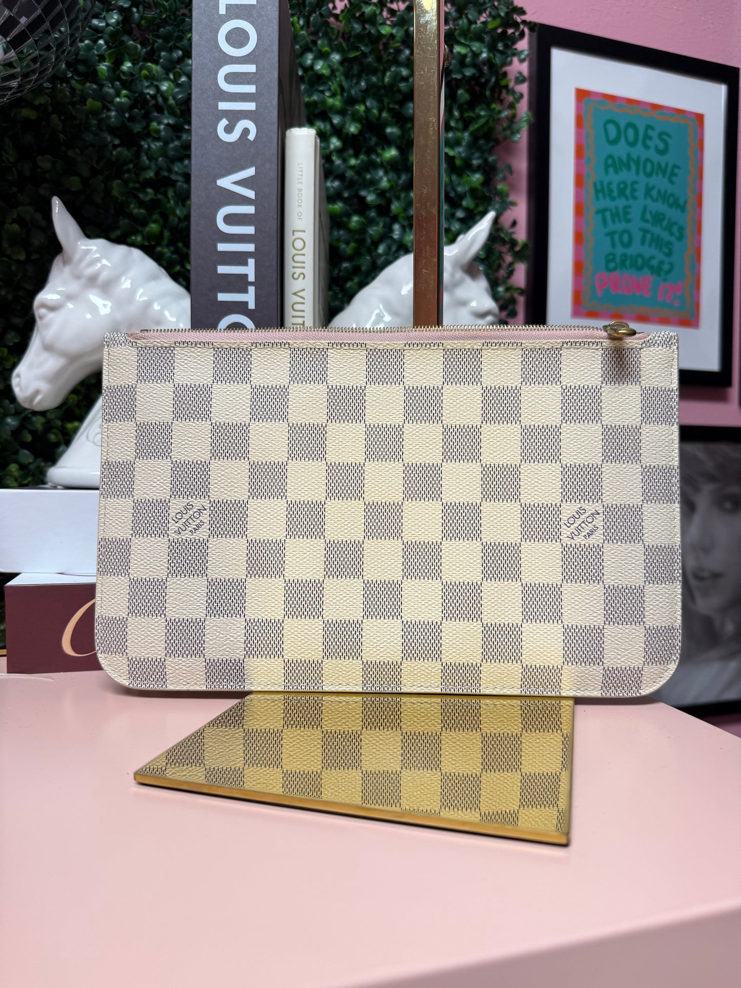 Authentic Preloved 2020 LV Damier Azure Neverfull Pouch