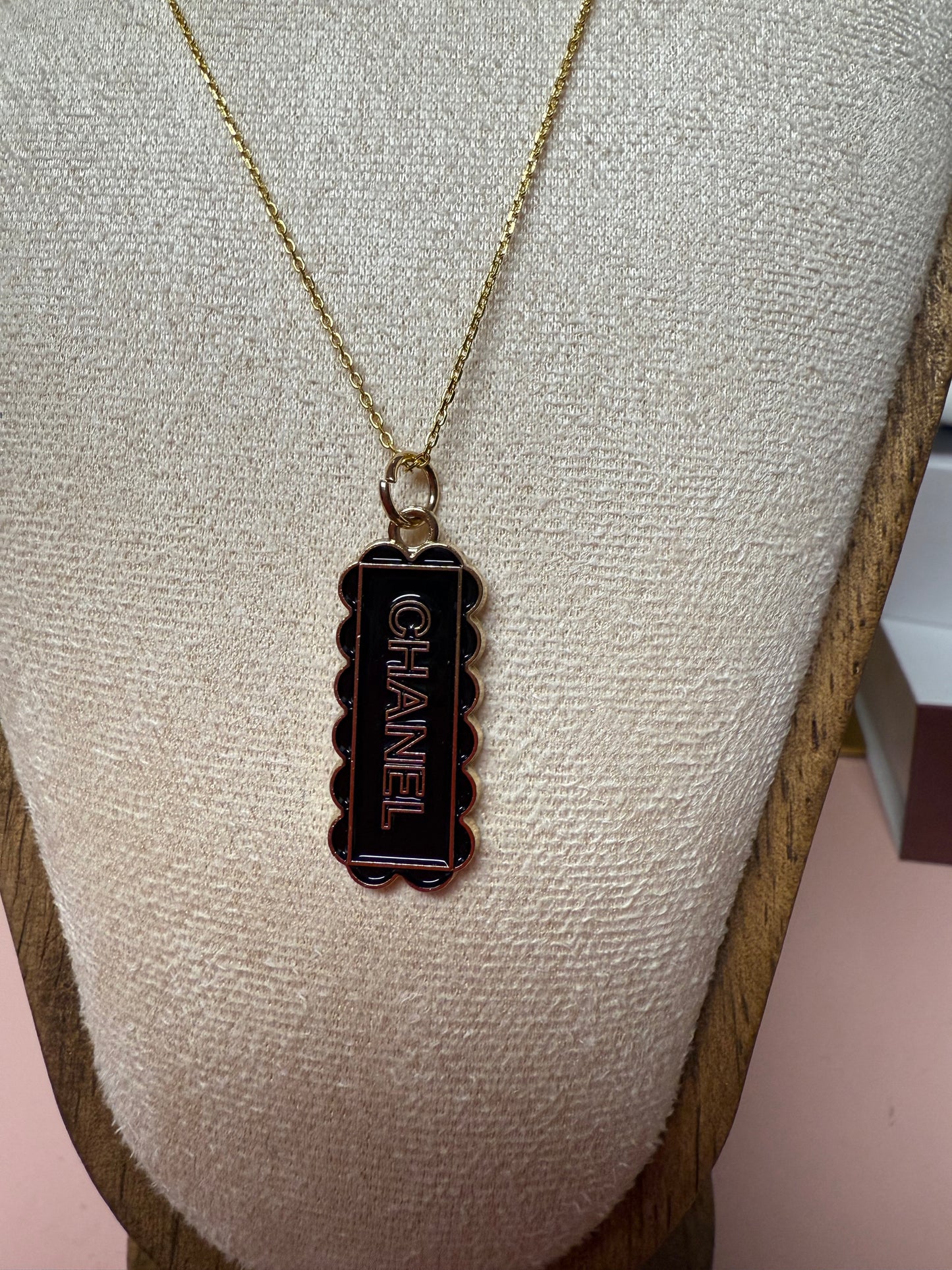 Vintage Upcycled Lux CC Bar Necklace