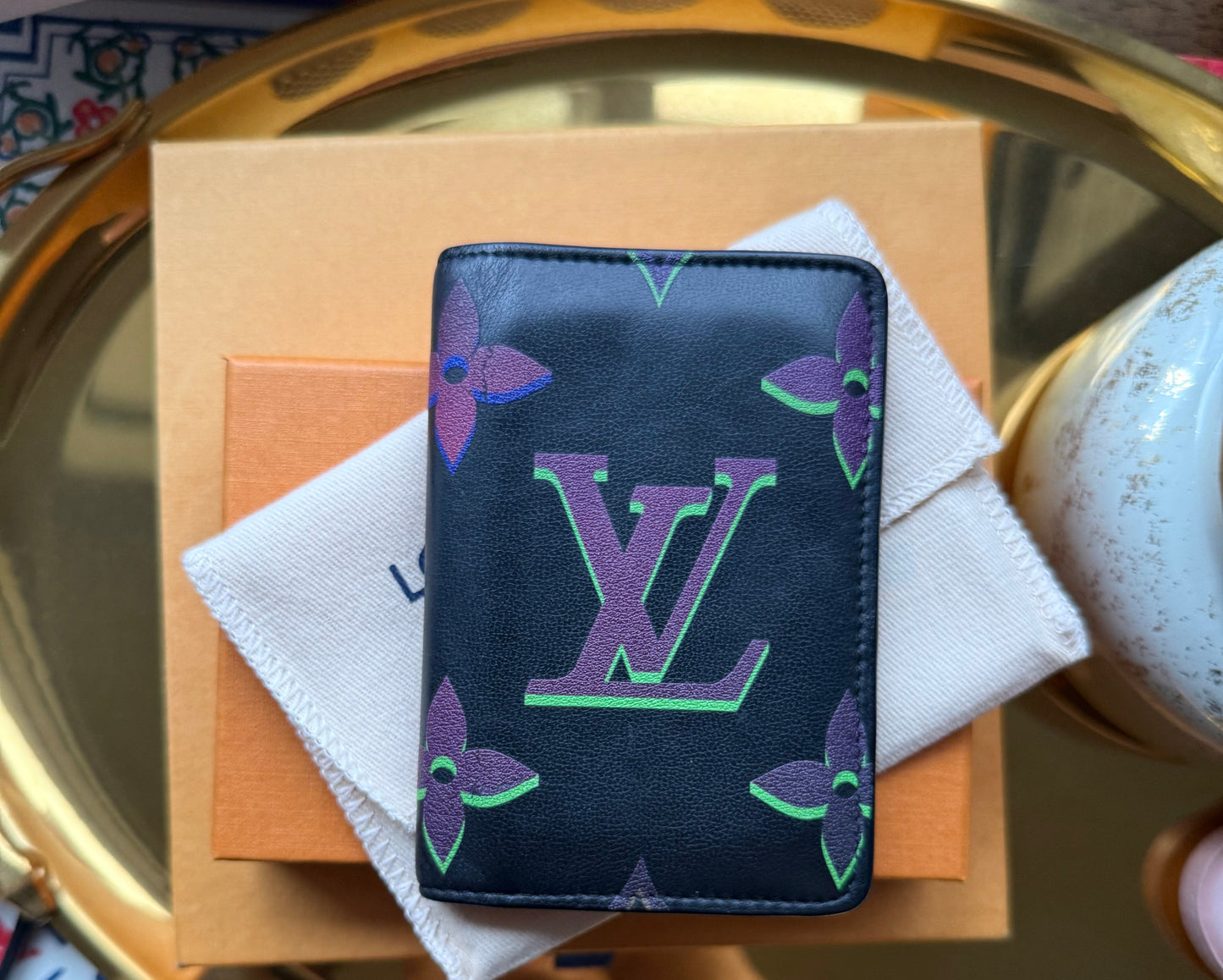 Authentic Preloved LV Black Leather Borealis Organizer Wallet