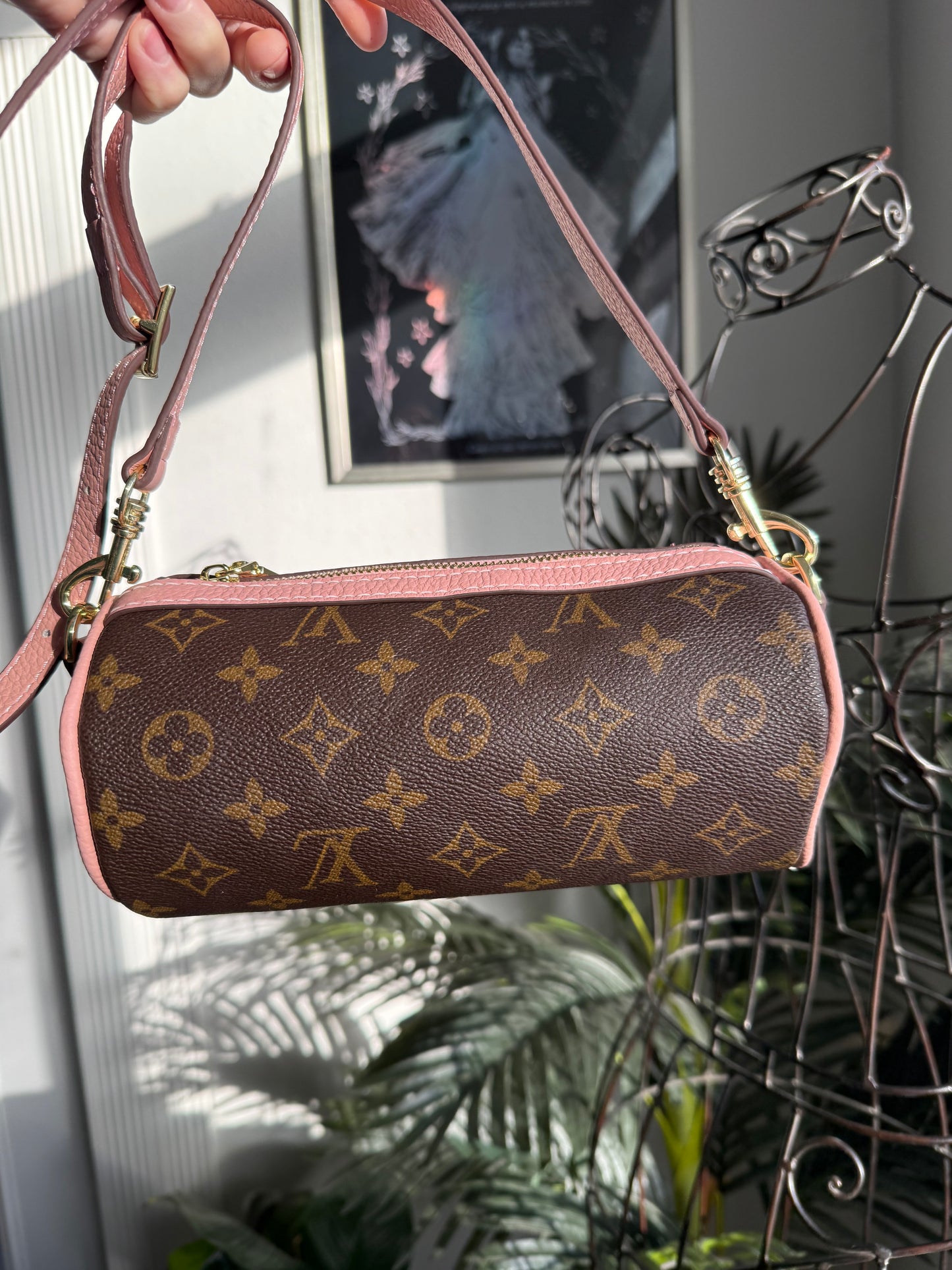 { AIMEE } Handmade Barrel Bag in Dusty Pink + Mono