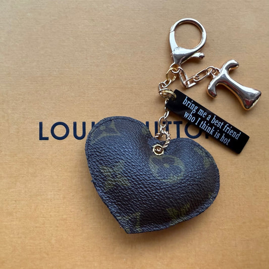 HOT BEST FRIEND Upcycled Mono Heart Bag Charm