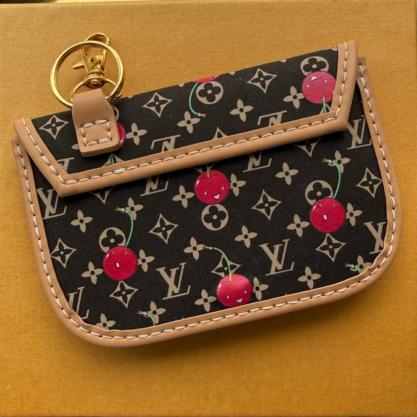 { CHERRY LIPSTICK } Handmade Cherry LV Card Wallet