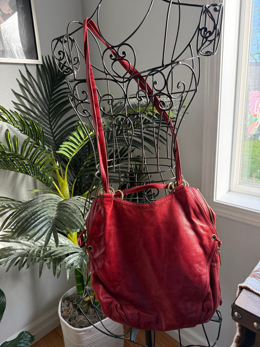 Preloved Y2K KOOBA Red Calf Leather Two Way Bag