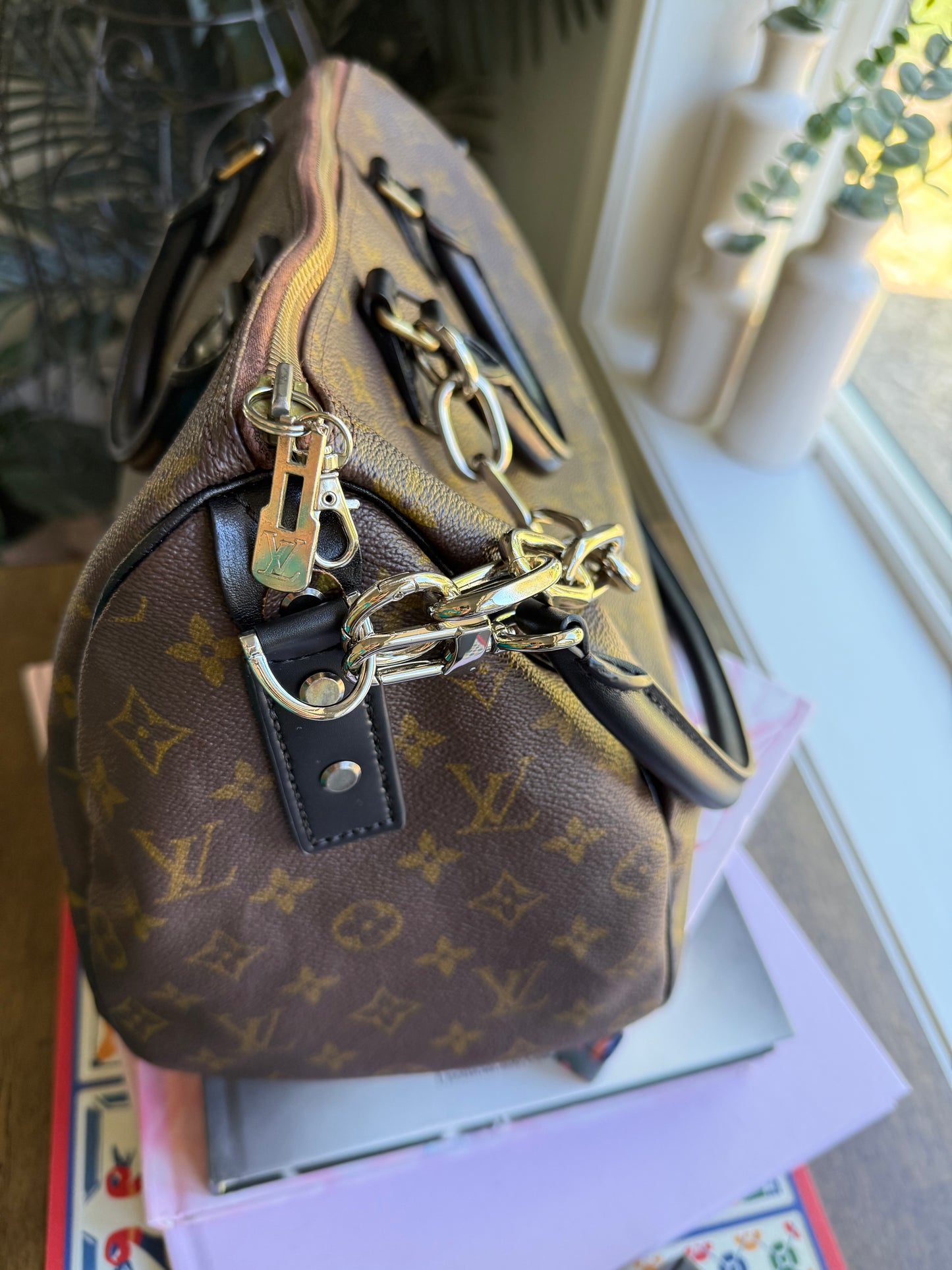 Preloved Authentic Reimagined Vintage LV Speedy 35 DARK *one of one*