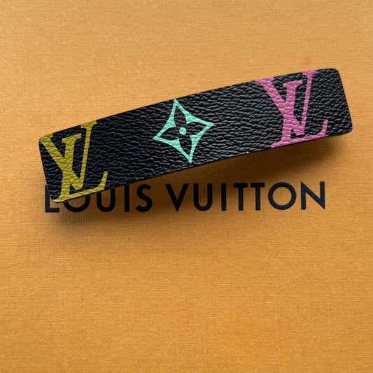 Handmade Black Multicolor LOGO Mono Barrette