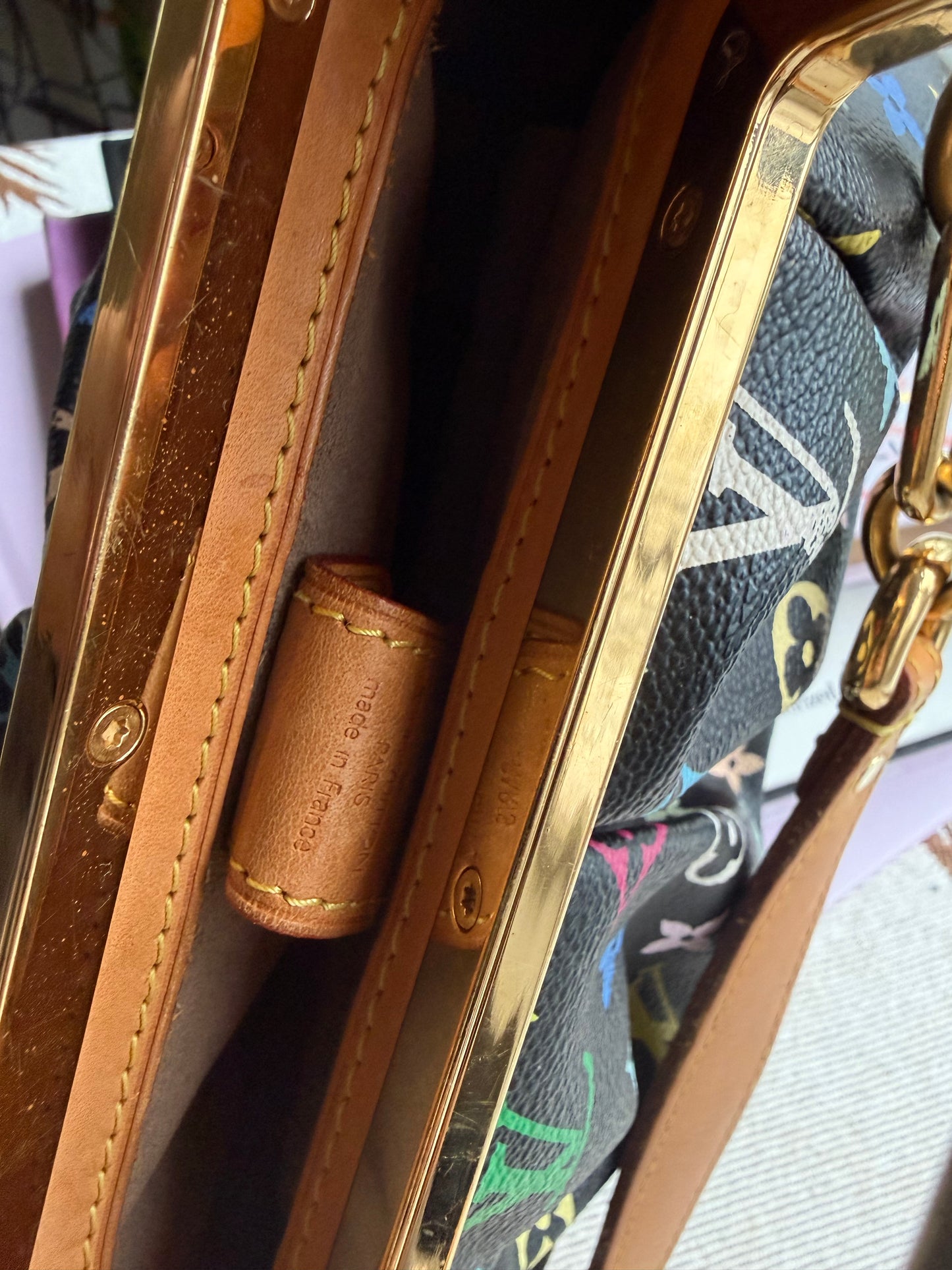 Preloved Authentic 2009 Murakami x LV Black Multicolor Judy PM